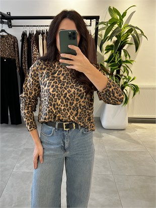Leopar Desenli Guyşa Bluz
