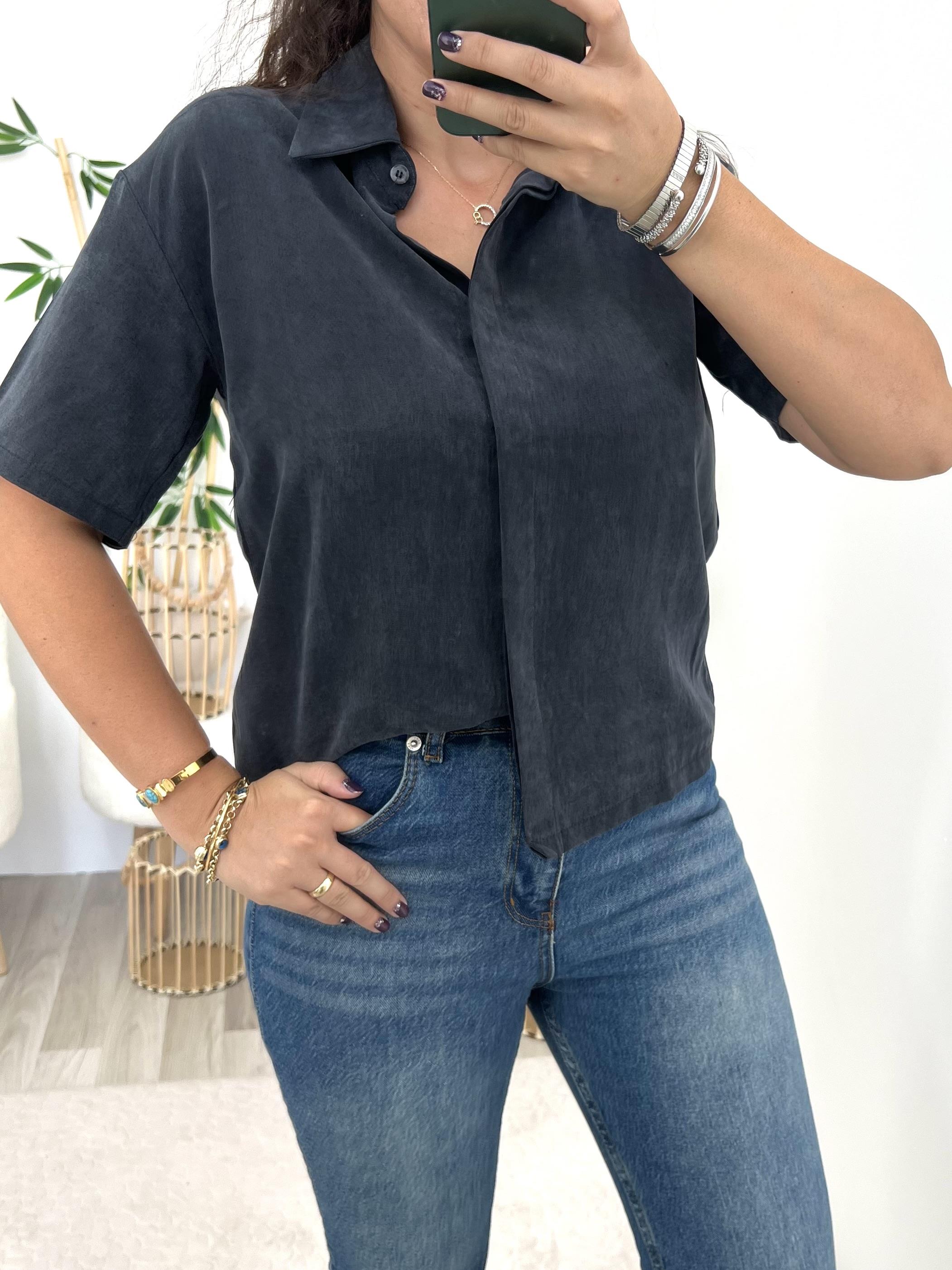 Antrasit Kaymak Dokulu MaDu Gömlek