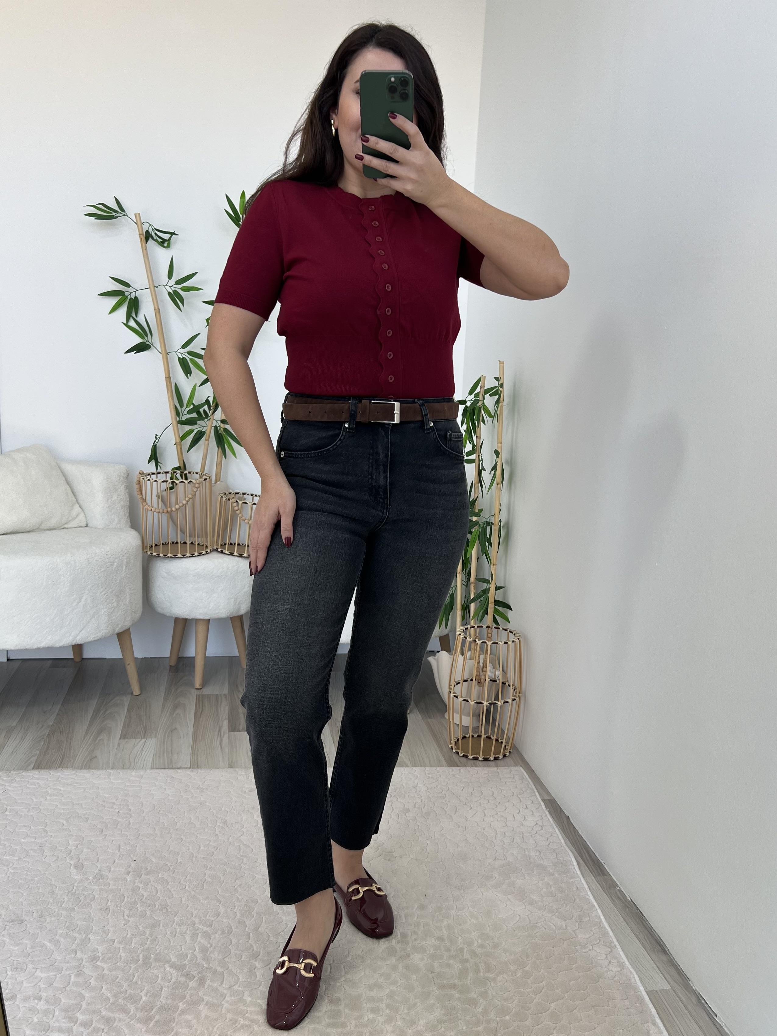 Antrasit ZR Boy Fit Kesik Paça Jean Pantolon