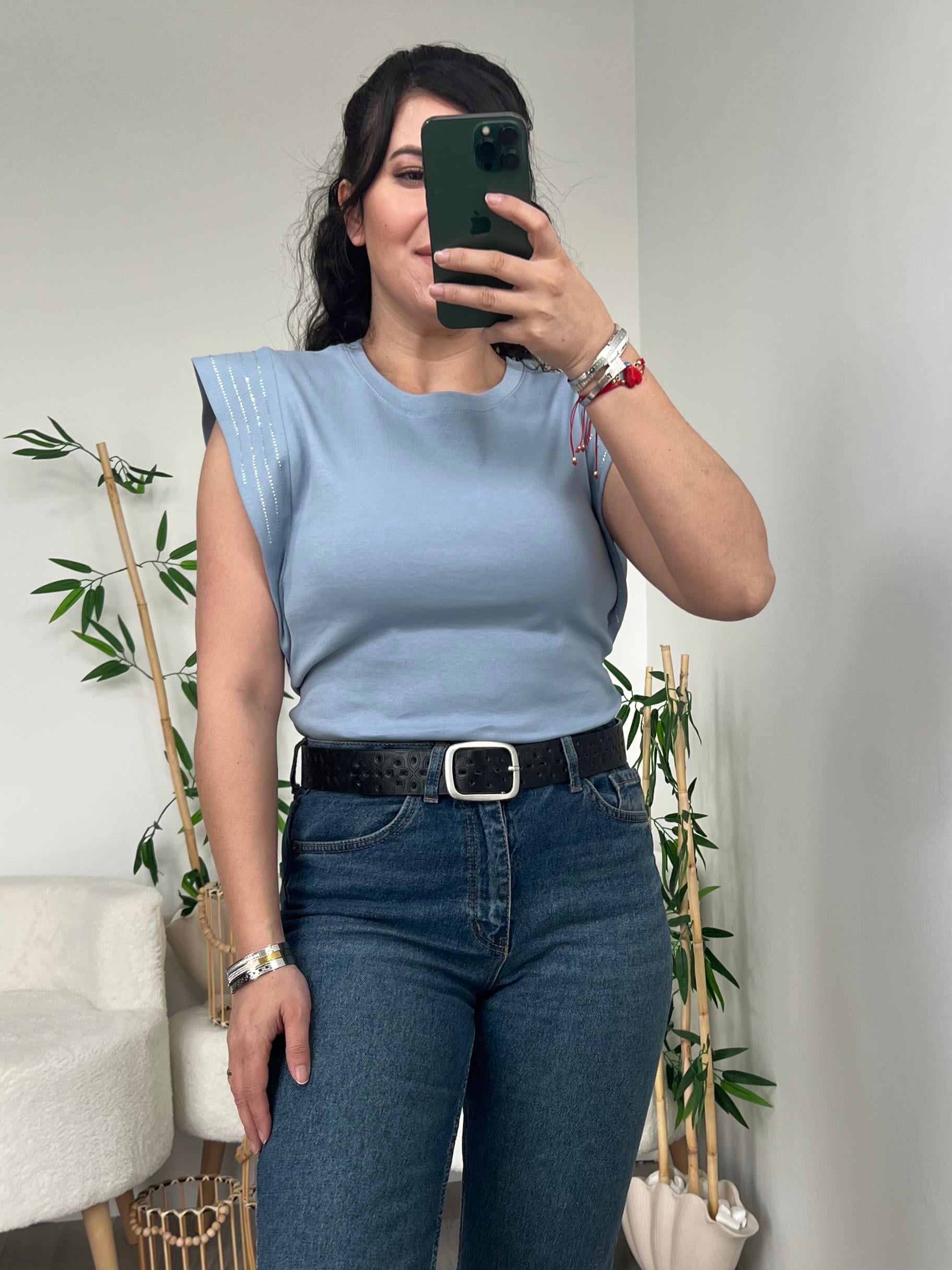 Bebe Mavi Taş İşlemeli Bluz