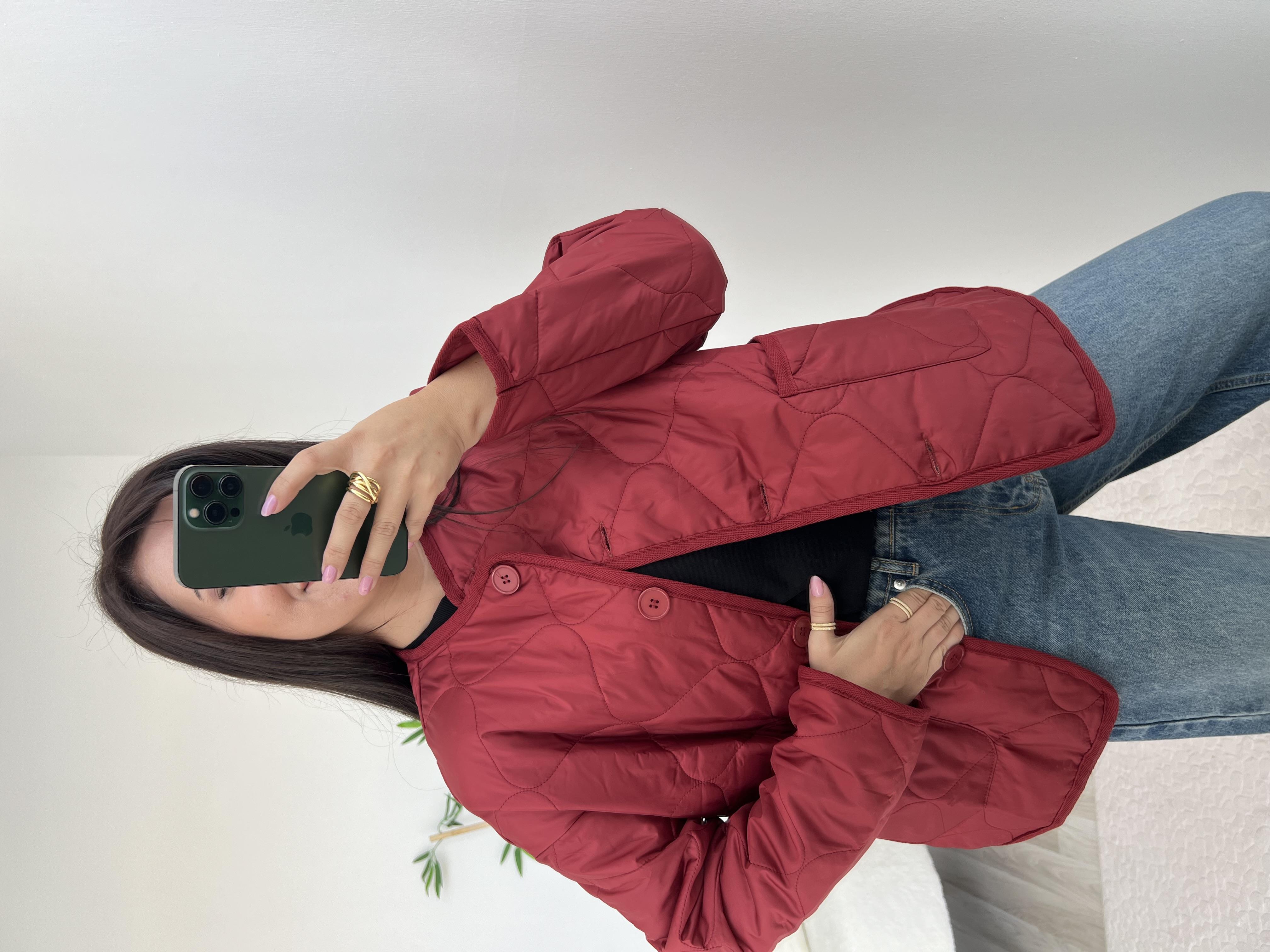 Bordo Kapitone Ceket 