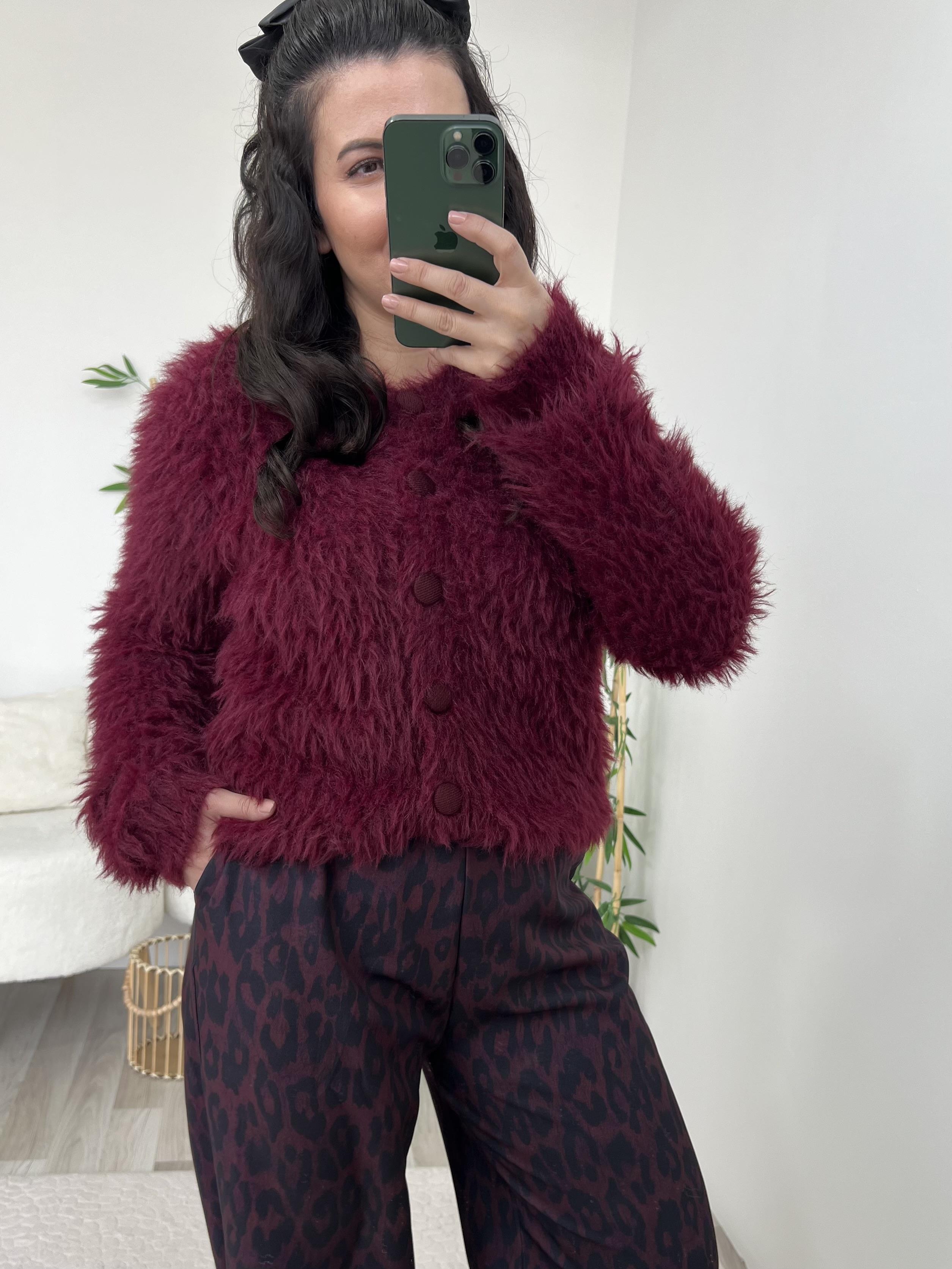 Bordo Sakallı Premium Hırka