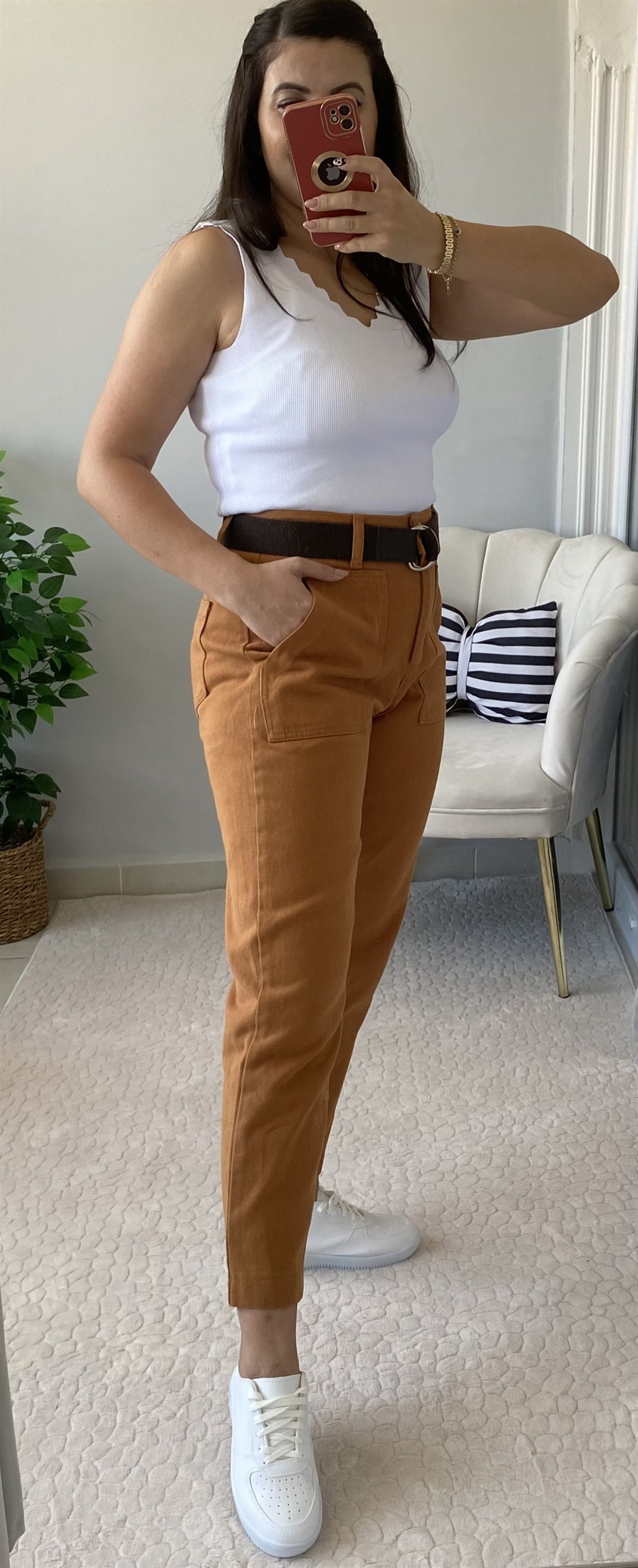 CAMEL KEMERLİ YÜKSEK BEL PANTOLON