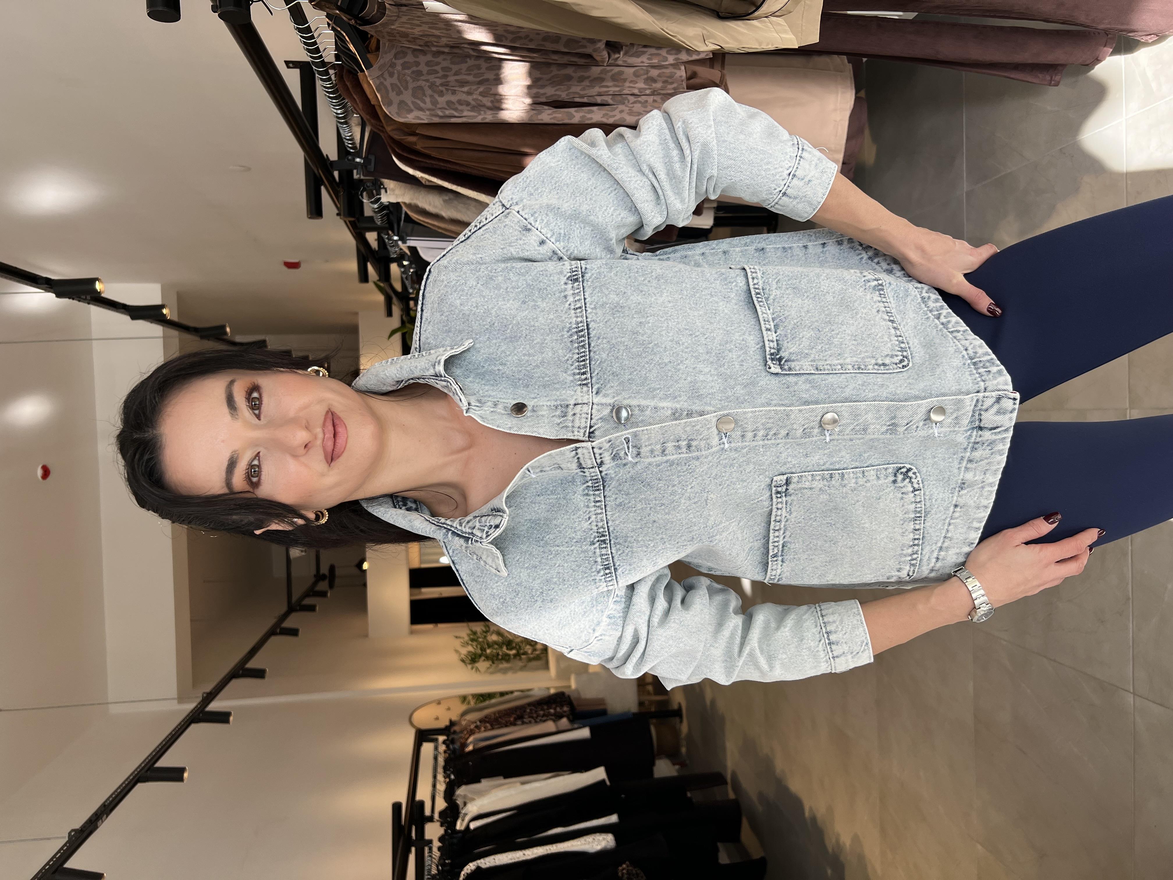 Cep Detaylı Kot Ceket