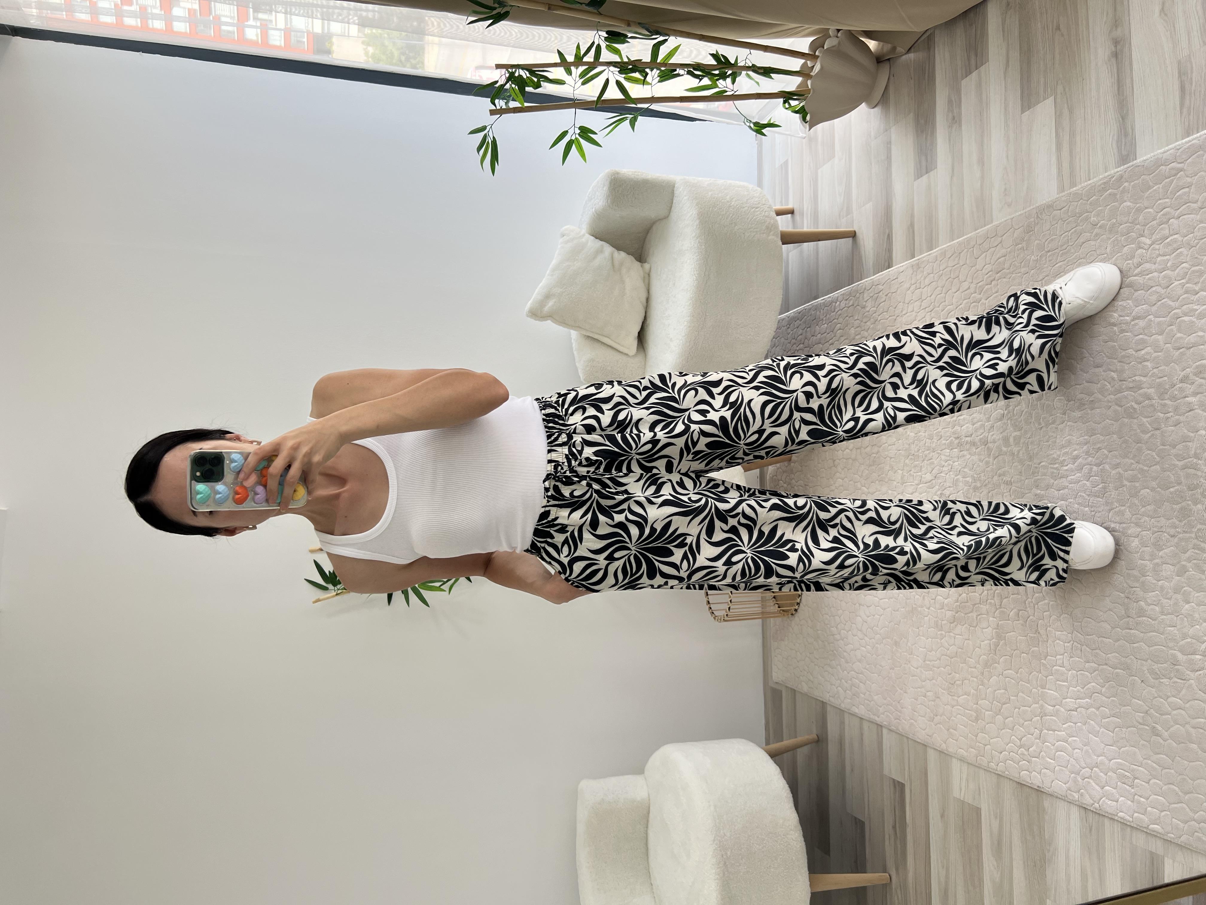 Desenli İnce Dokulu Pantolon 