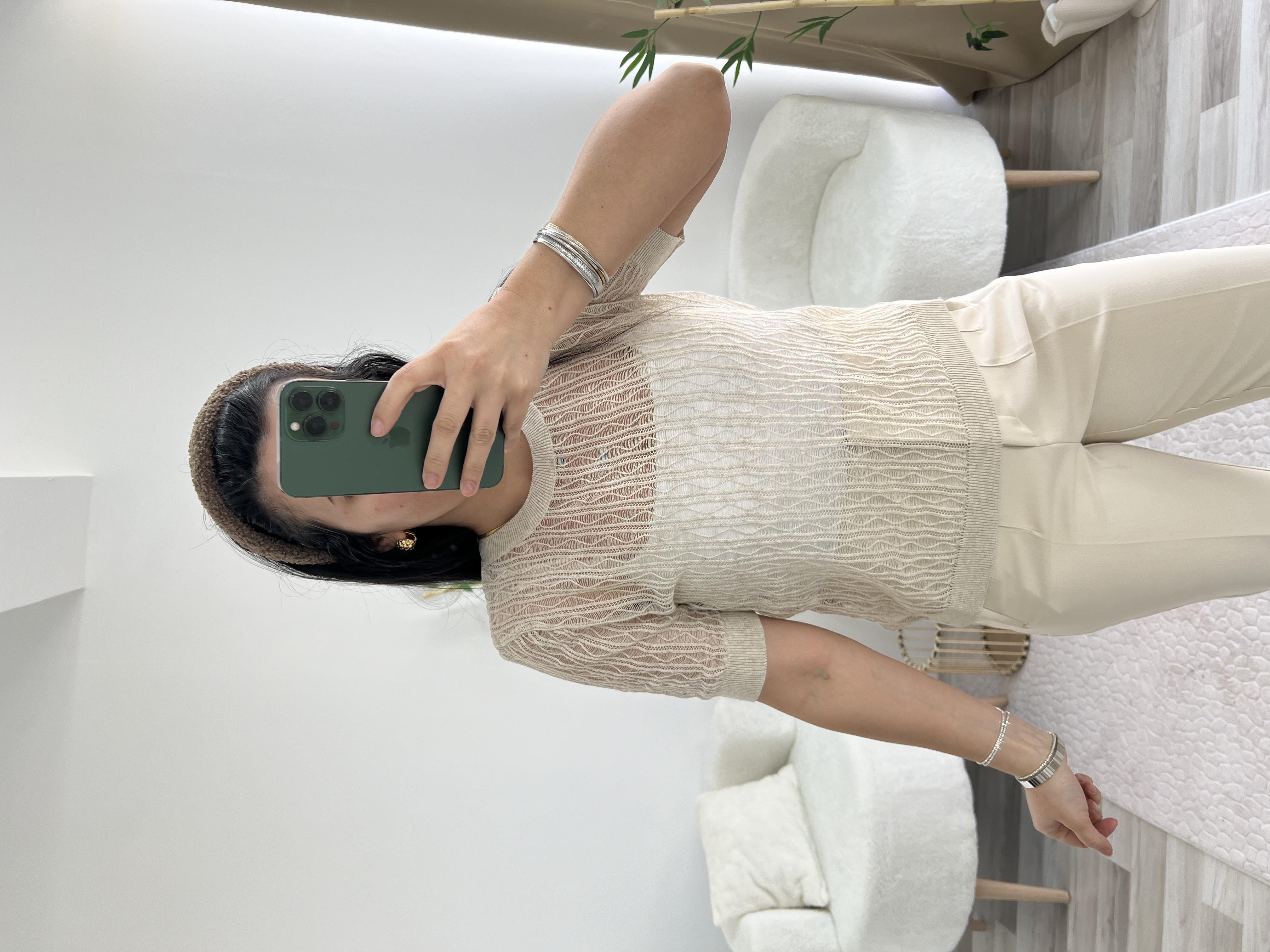 DİLVİN EKRU AJURLU BLUZ