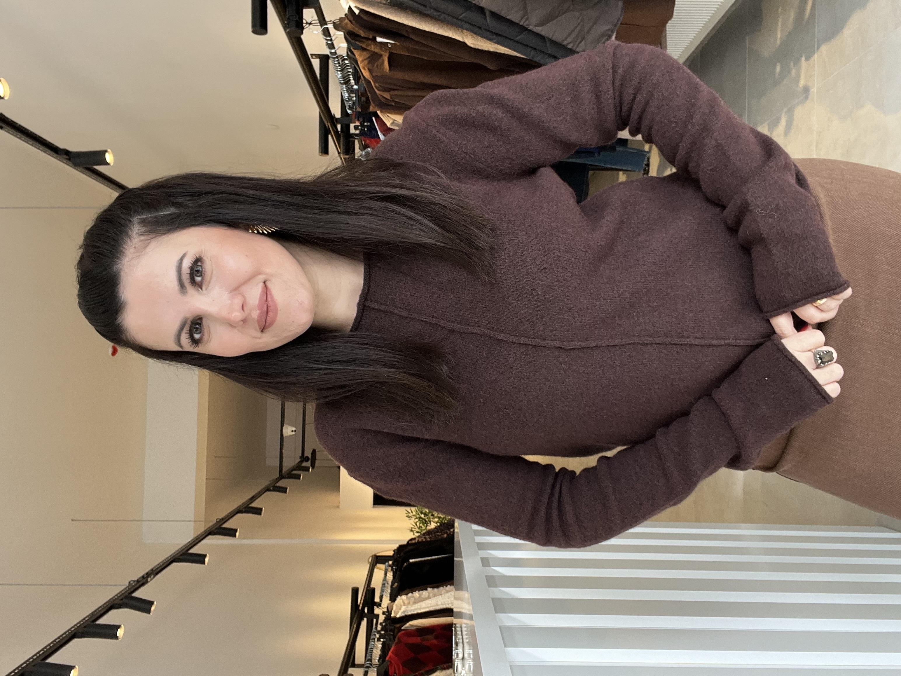 Dilvin Kahve Kayık Yaka Kazak