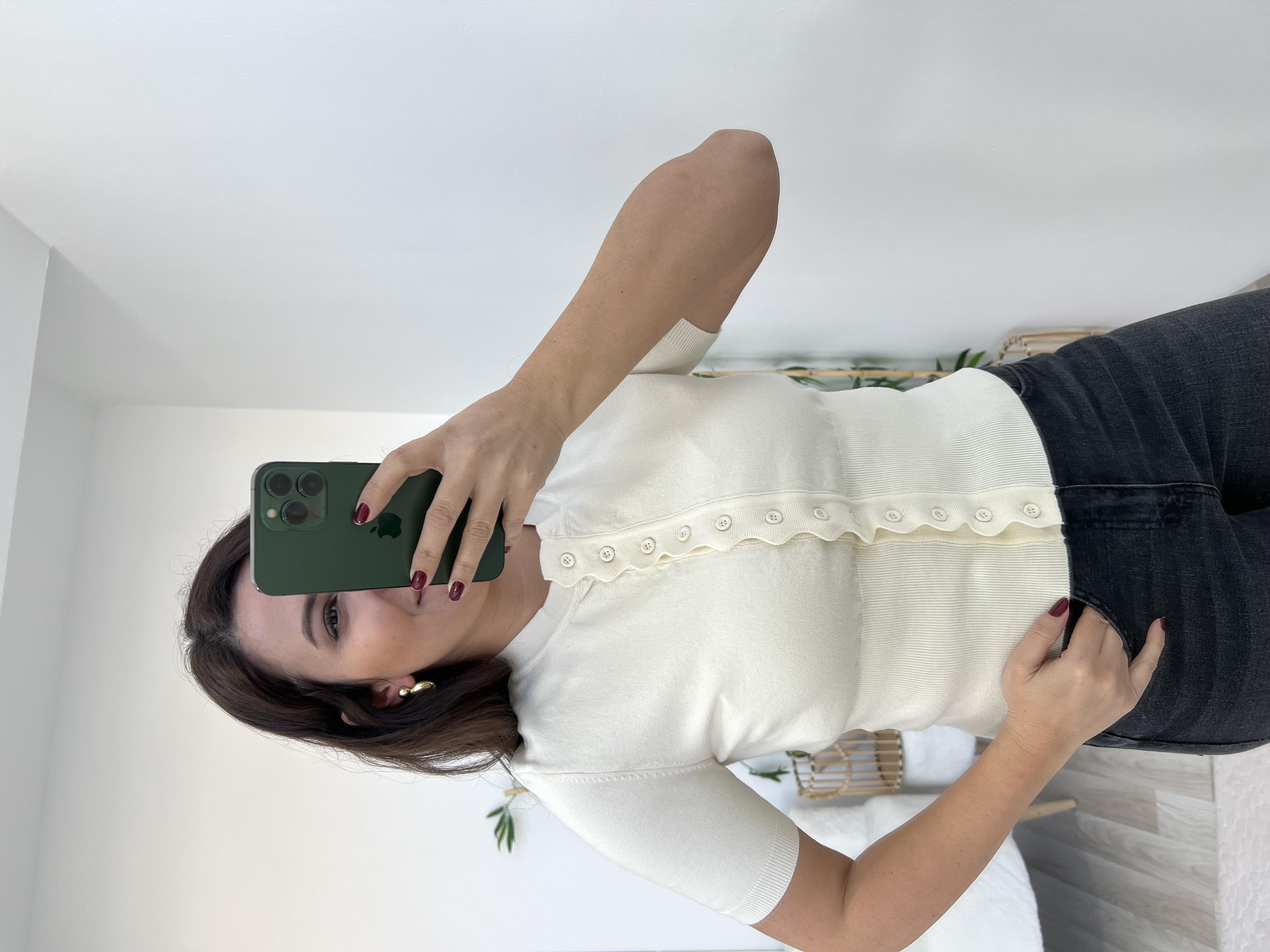 Dilvin Krem Bisiklet Yaka Triko Hırka