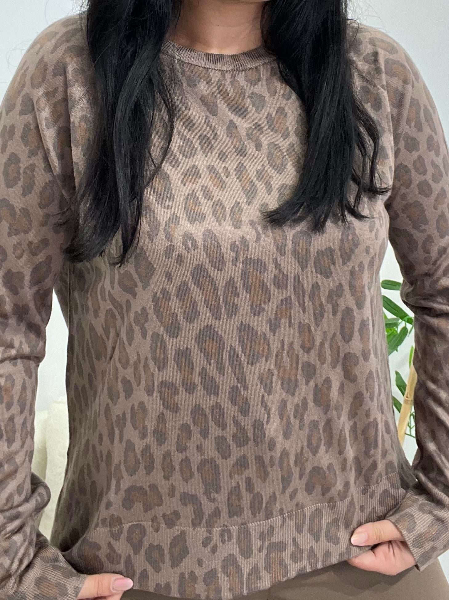 Dilvin Leopar Desenli İnce Triko Bluz