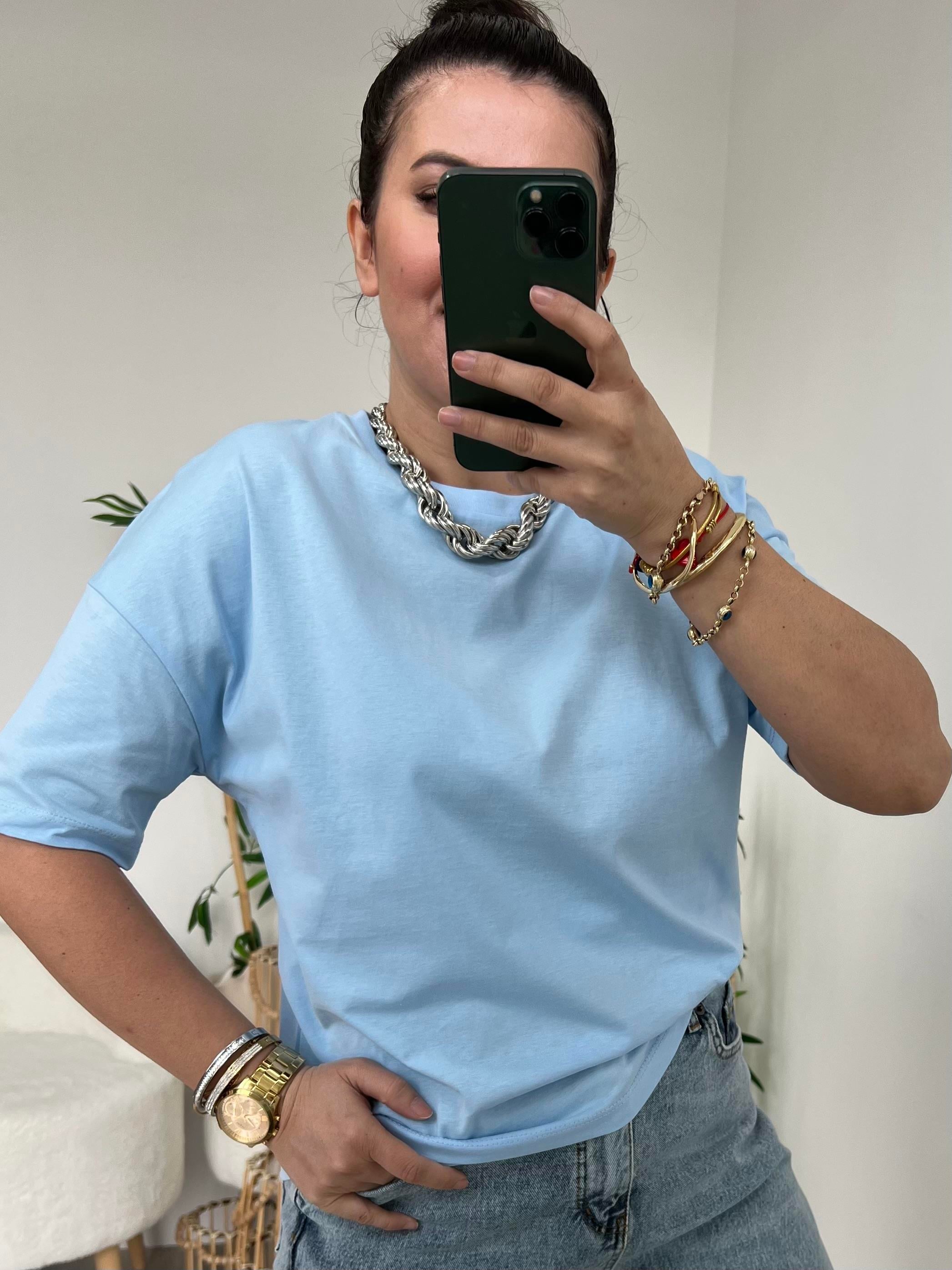 Dilvin Mavi Basic Tişört