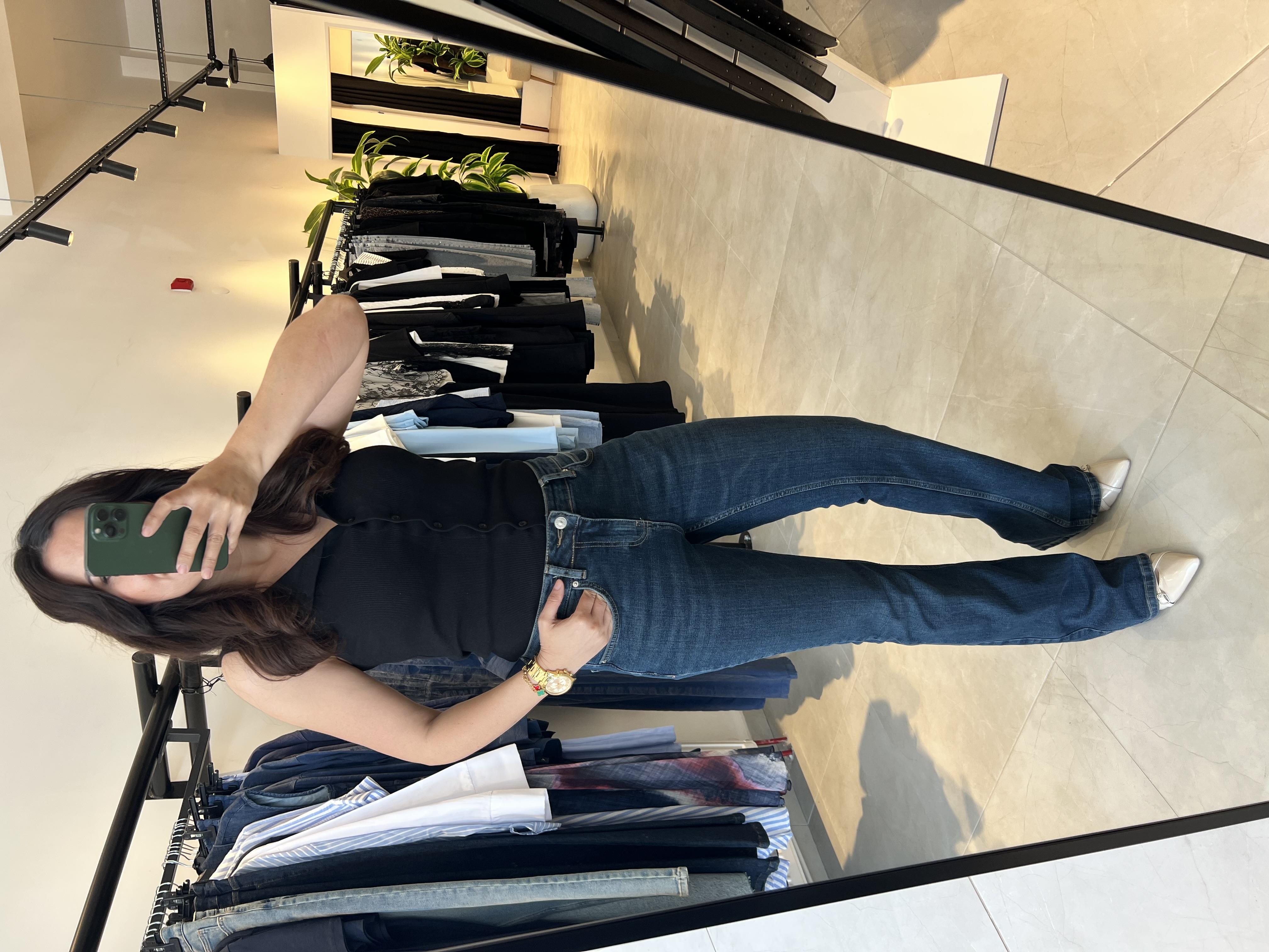 Dilvin Mavi Orta Bel Comfort Likra Pantolon