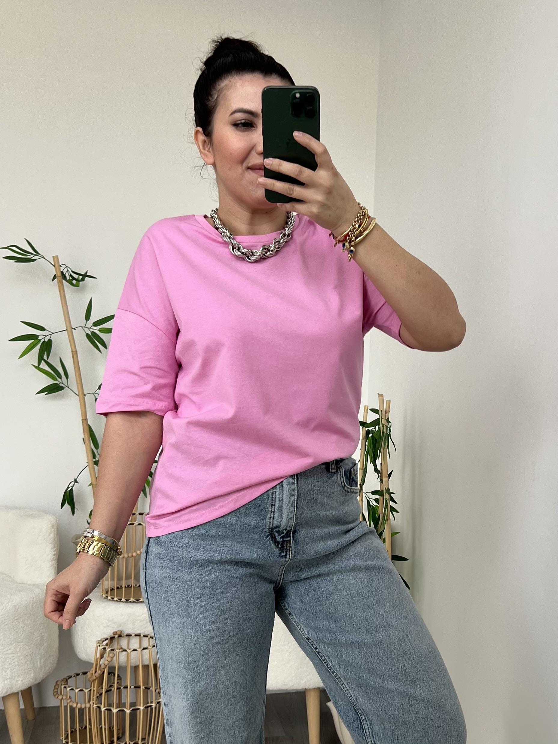 Dilvin Pembe Basic Tişört