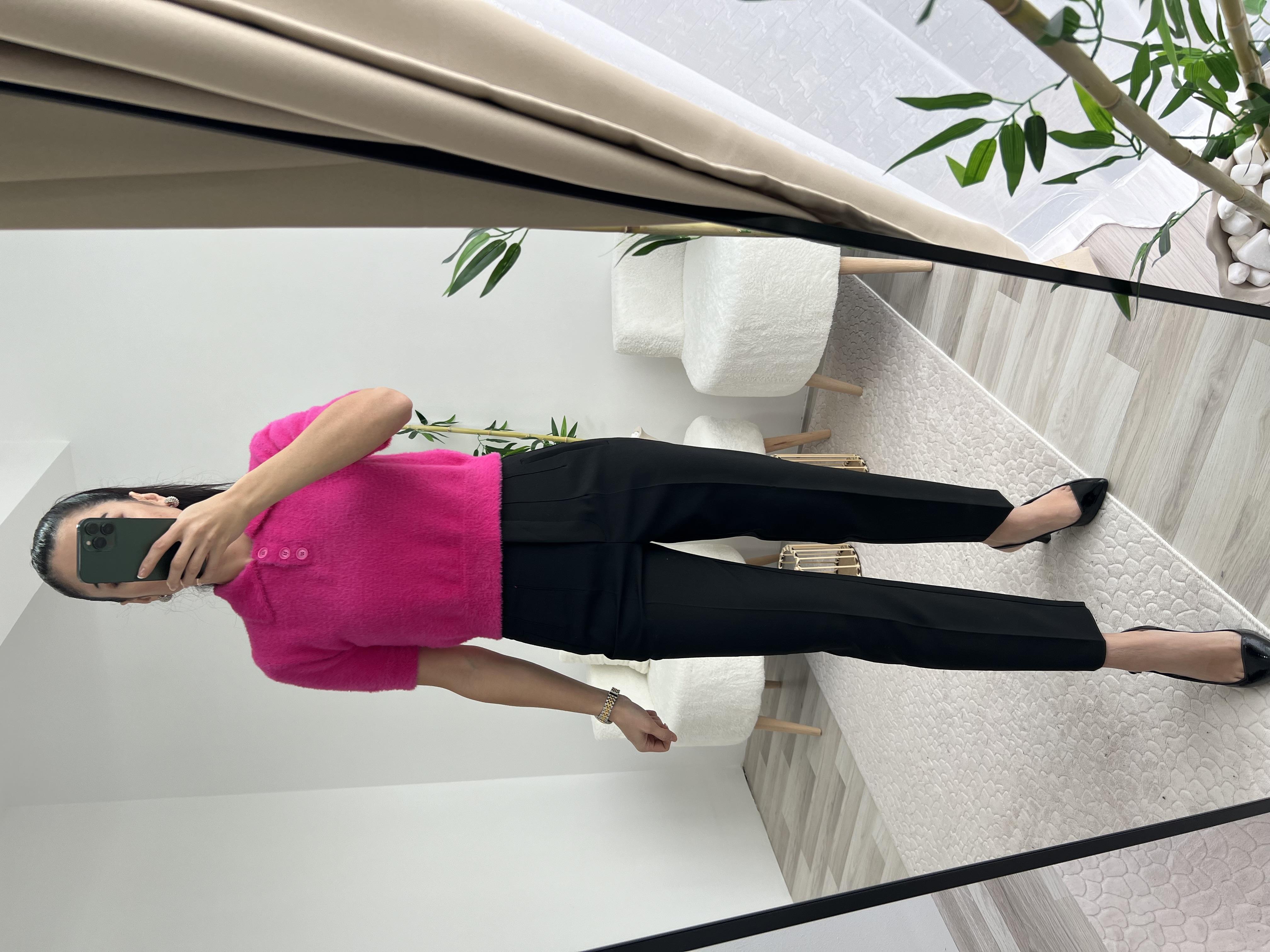 DİLVİN PEMBE POLO YAKA DOKULU BLUZ