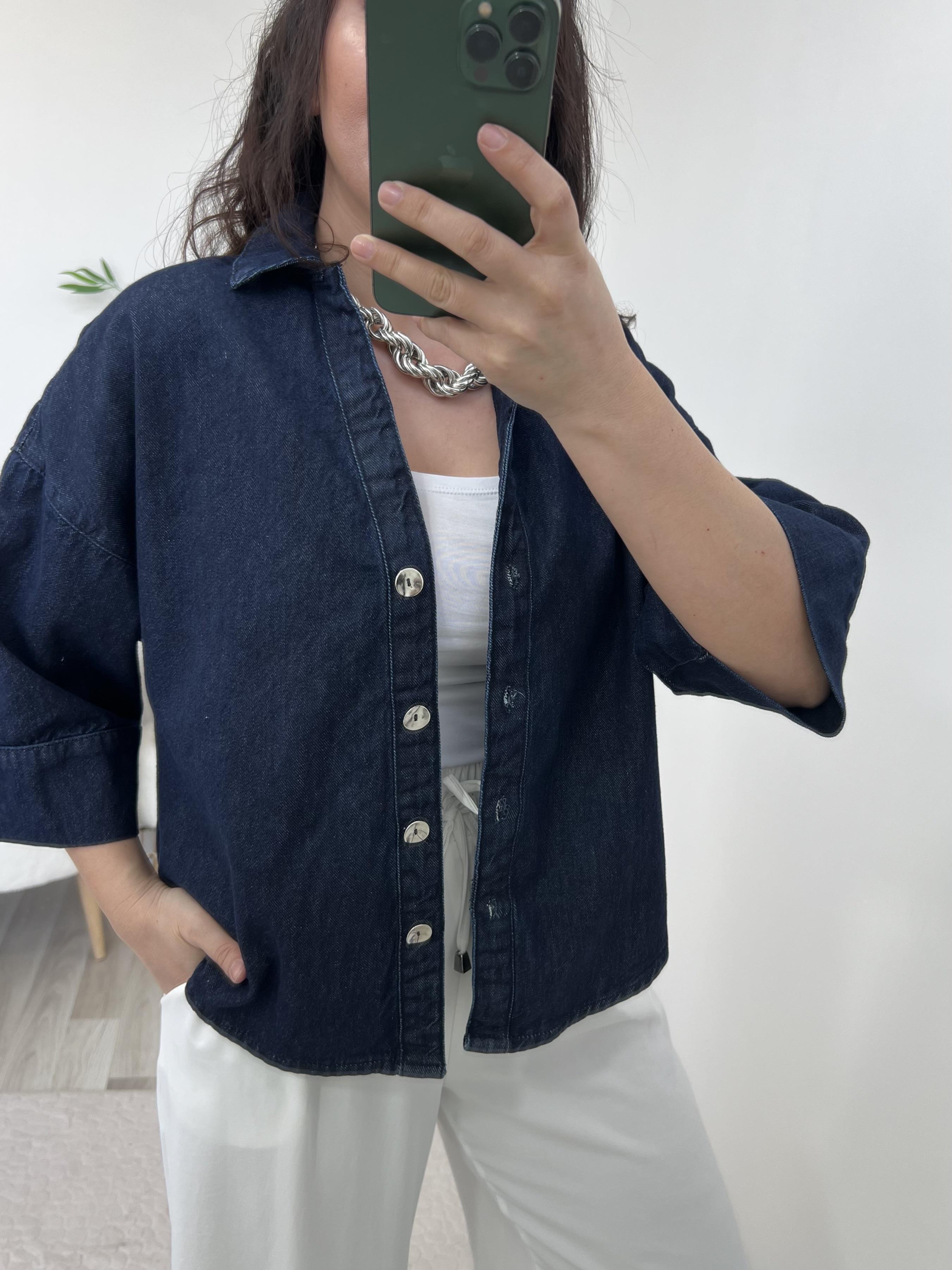 Dilvin Premium Seri Lacivert Jean Gömlek