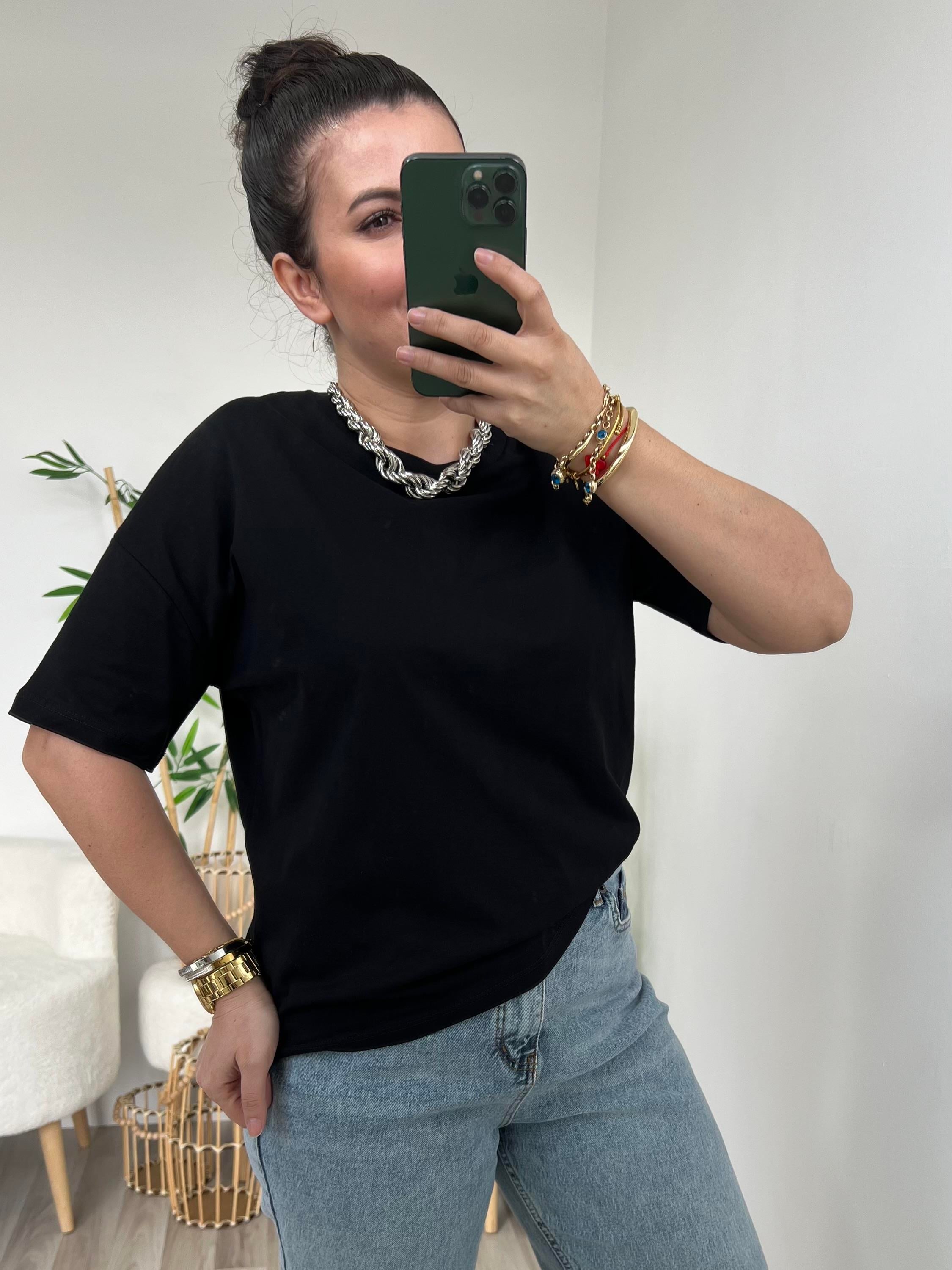 Dilvin Siyah Basic Tişört