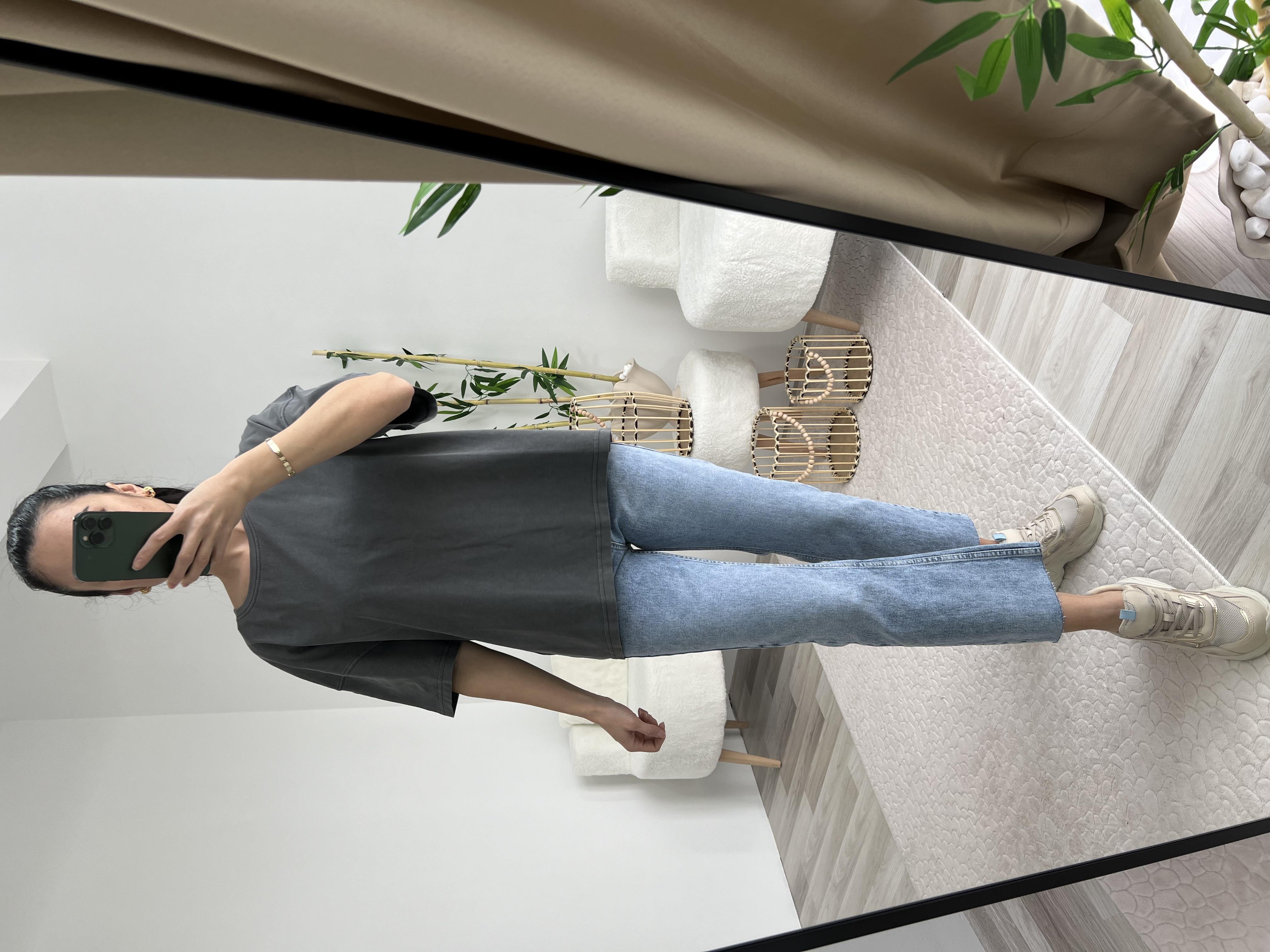 DİLVİN YIKAMA EFEKTLİ GRİ TİŞÖRT