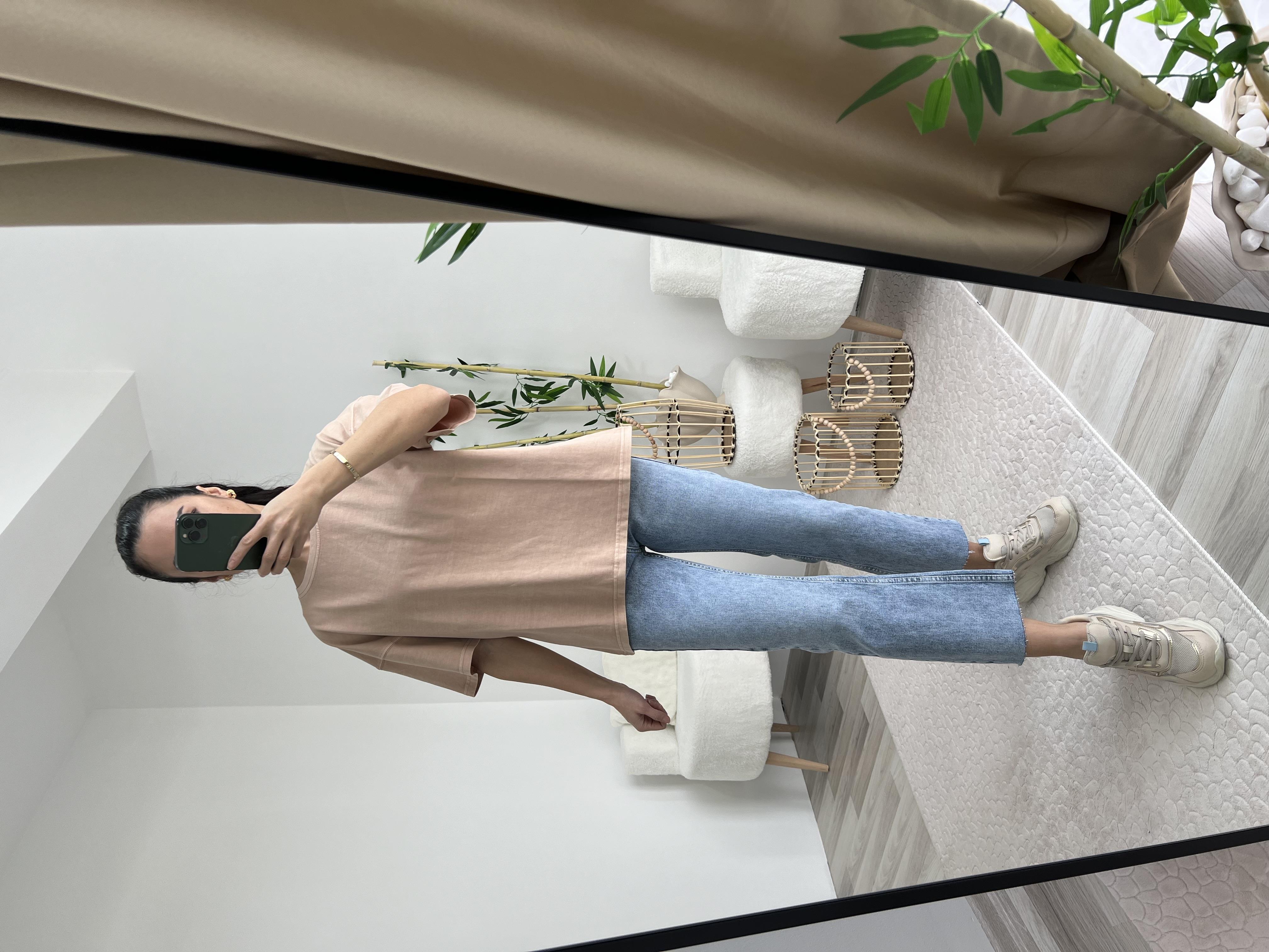 DİLVİN YIKAMA EFEKTLİ KREM RENGİ TİŞÖRT