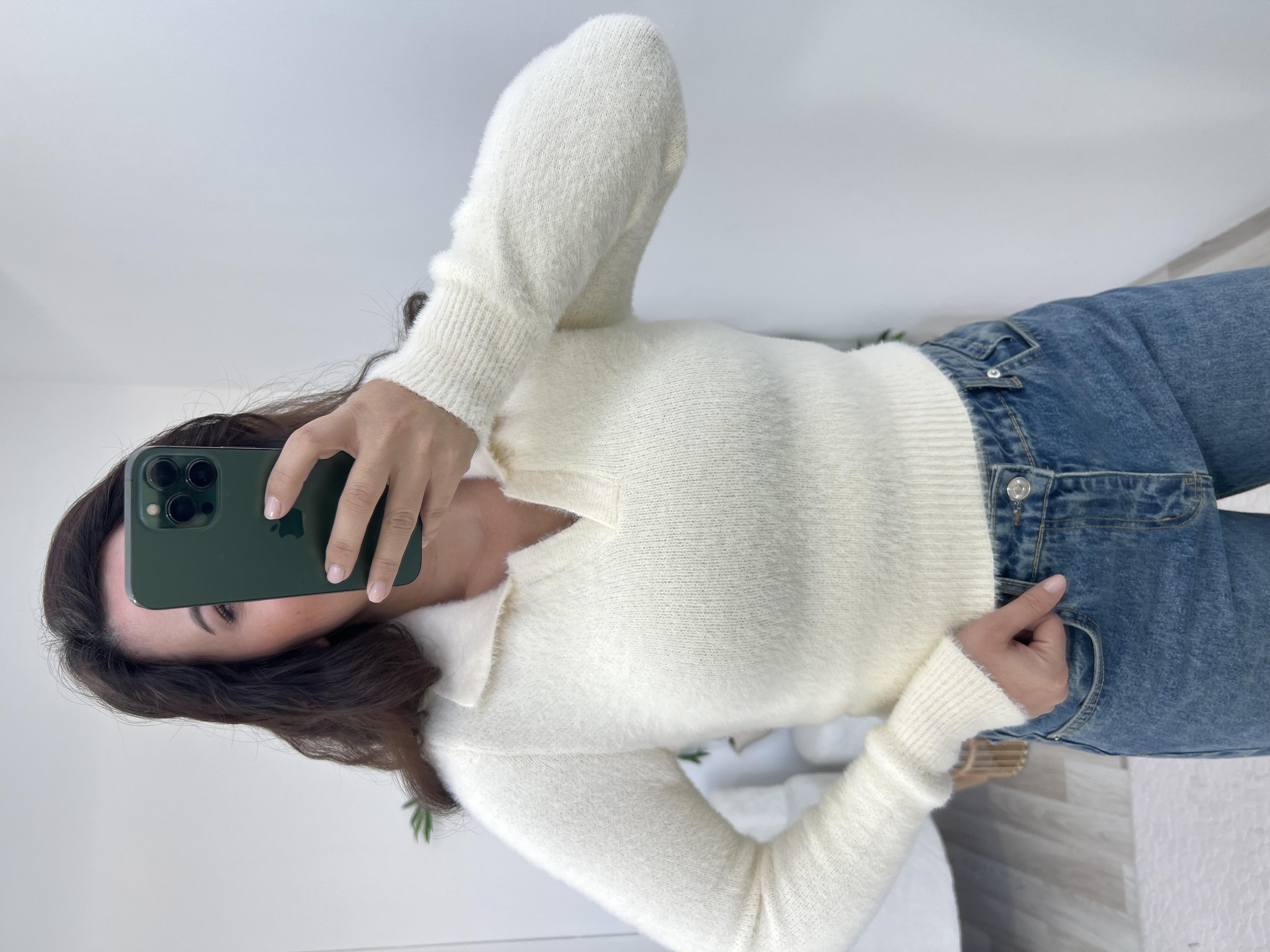 Ekru Yumuşak Dokulu Kazak