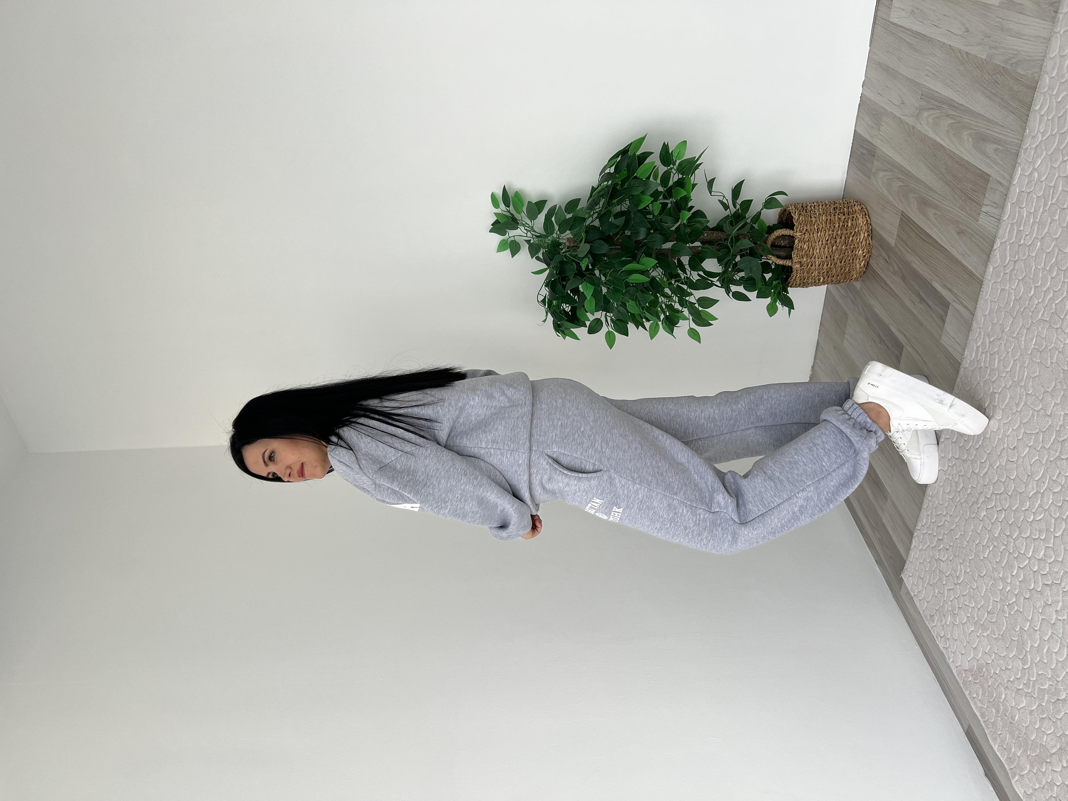Gri Baskılı Sweat Takım