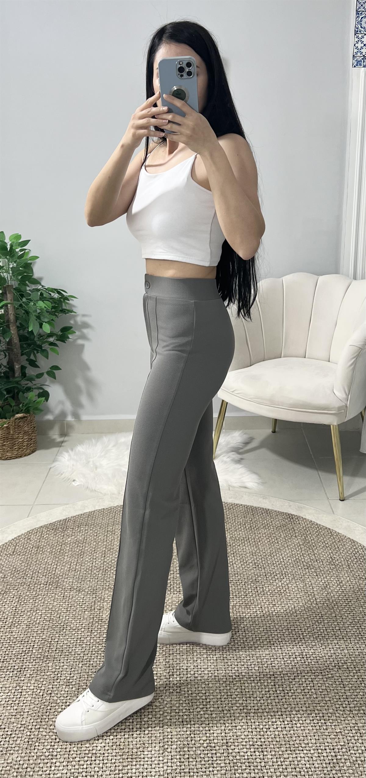 Gri Biyeli Palazzo Pantolon 