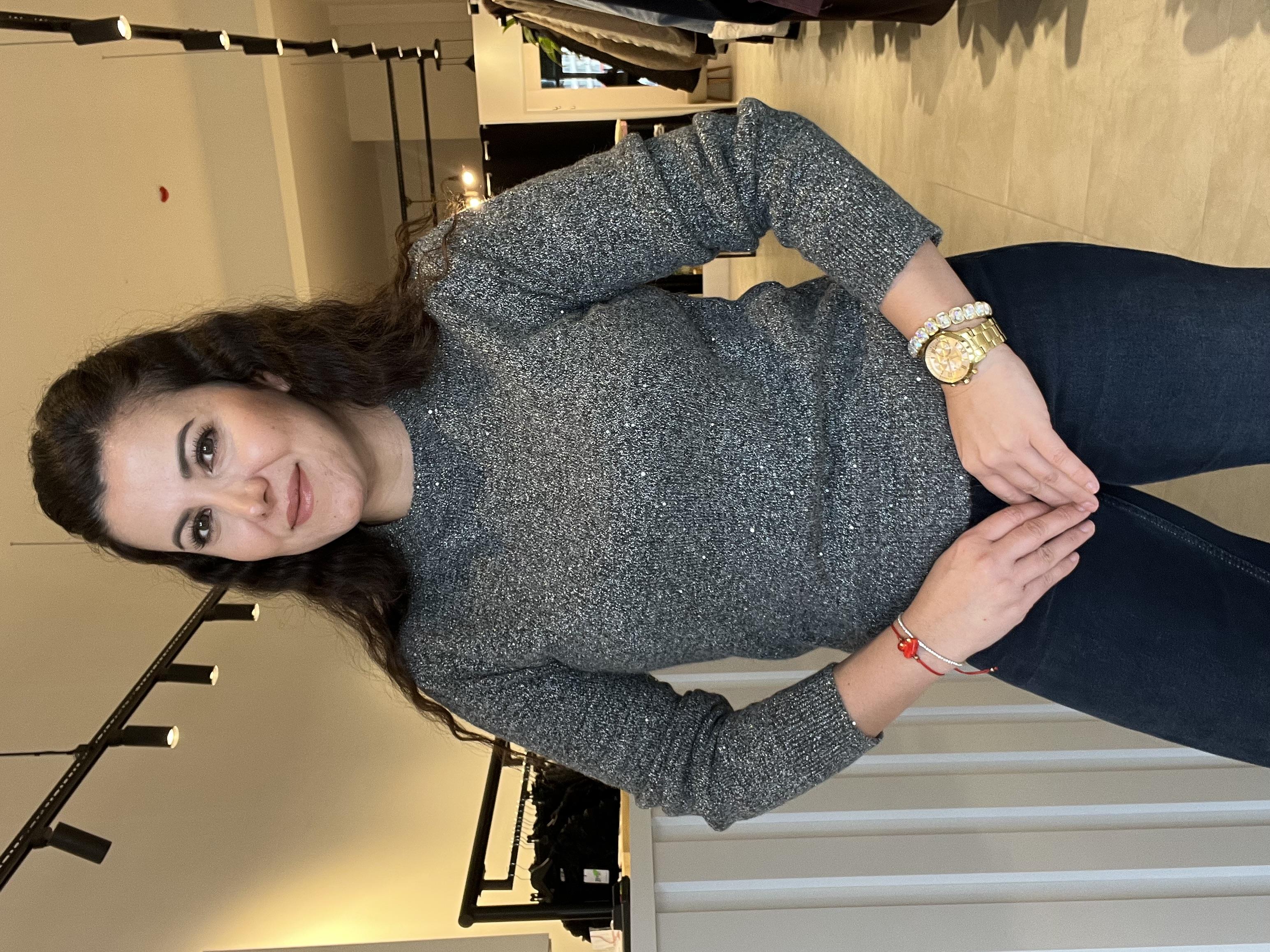 Gri Sim Geçişli Triko Kazak