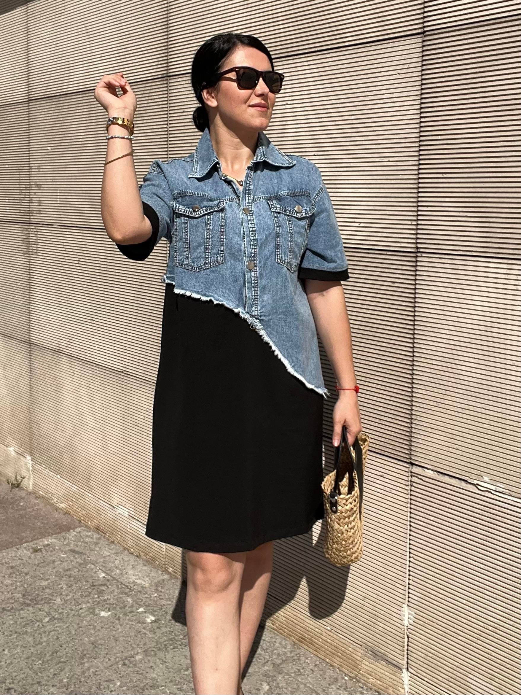 Jean Geçişli Tasarım Elbise