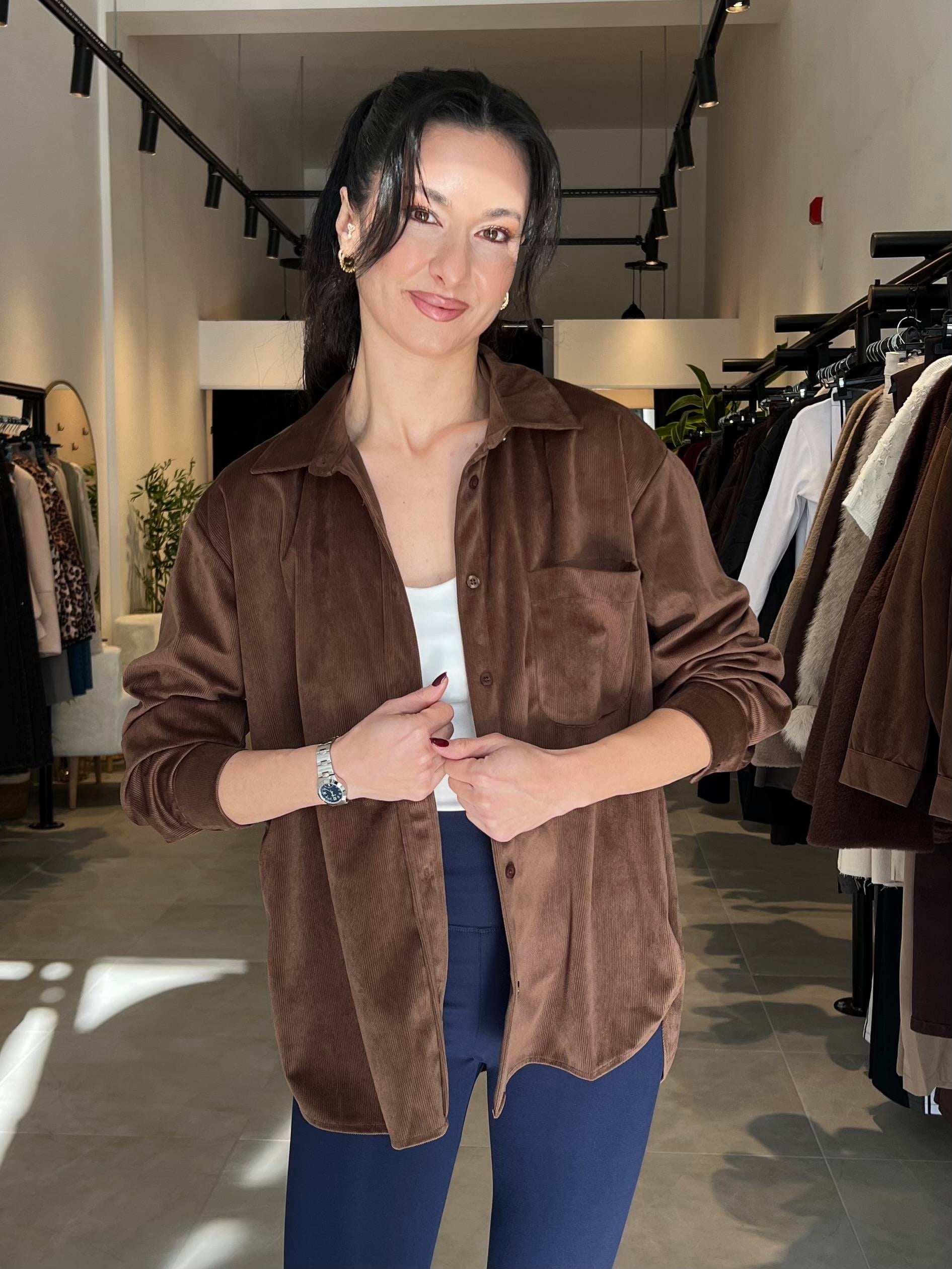 Kahverengi Kadife Gömlek