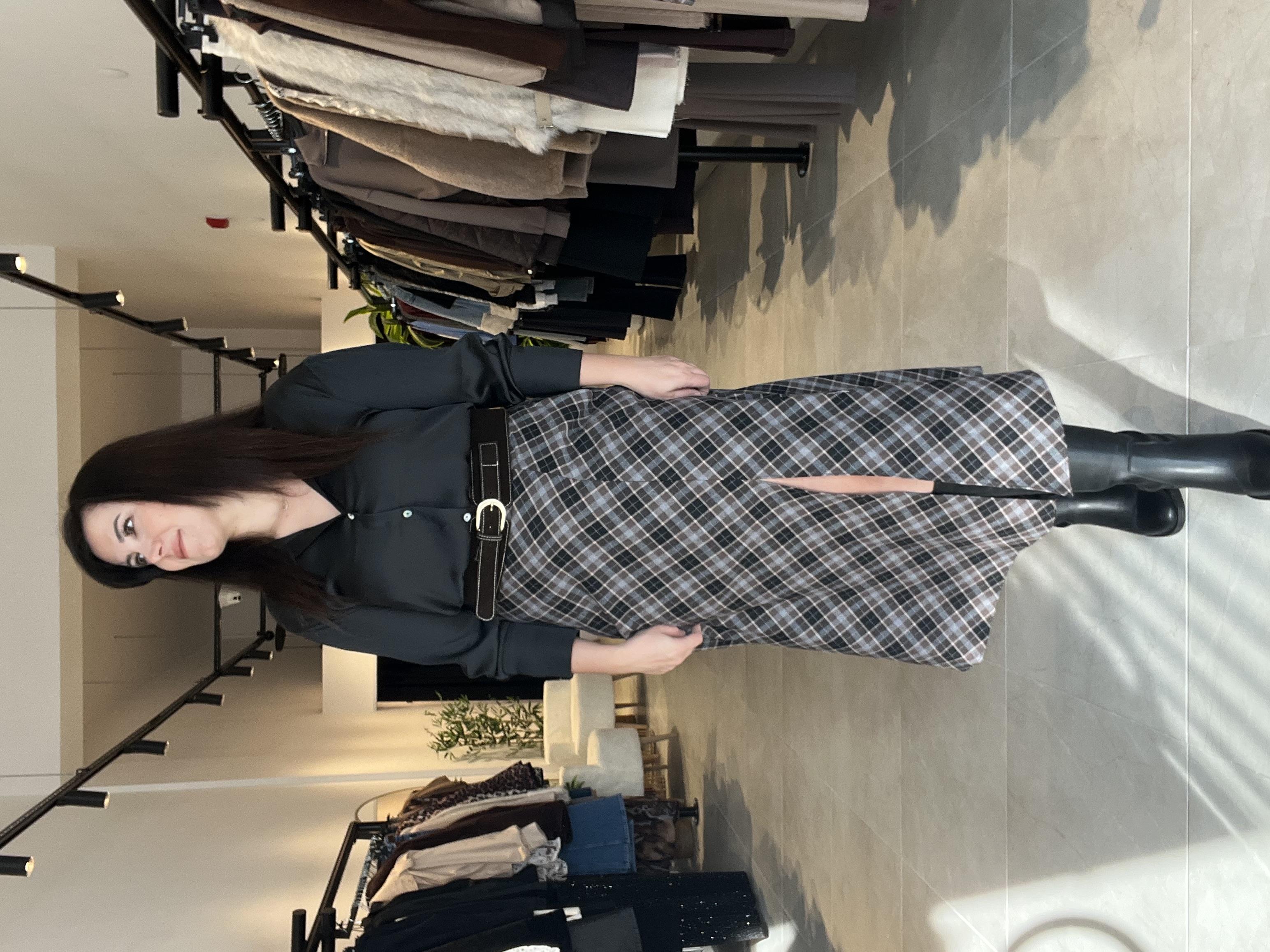 Kemer Detaylı Premium Ekose Etek