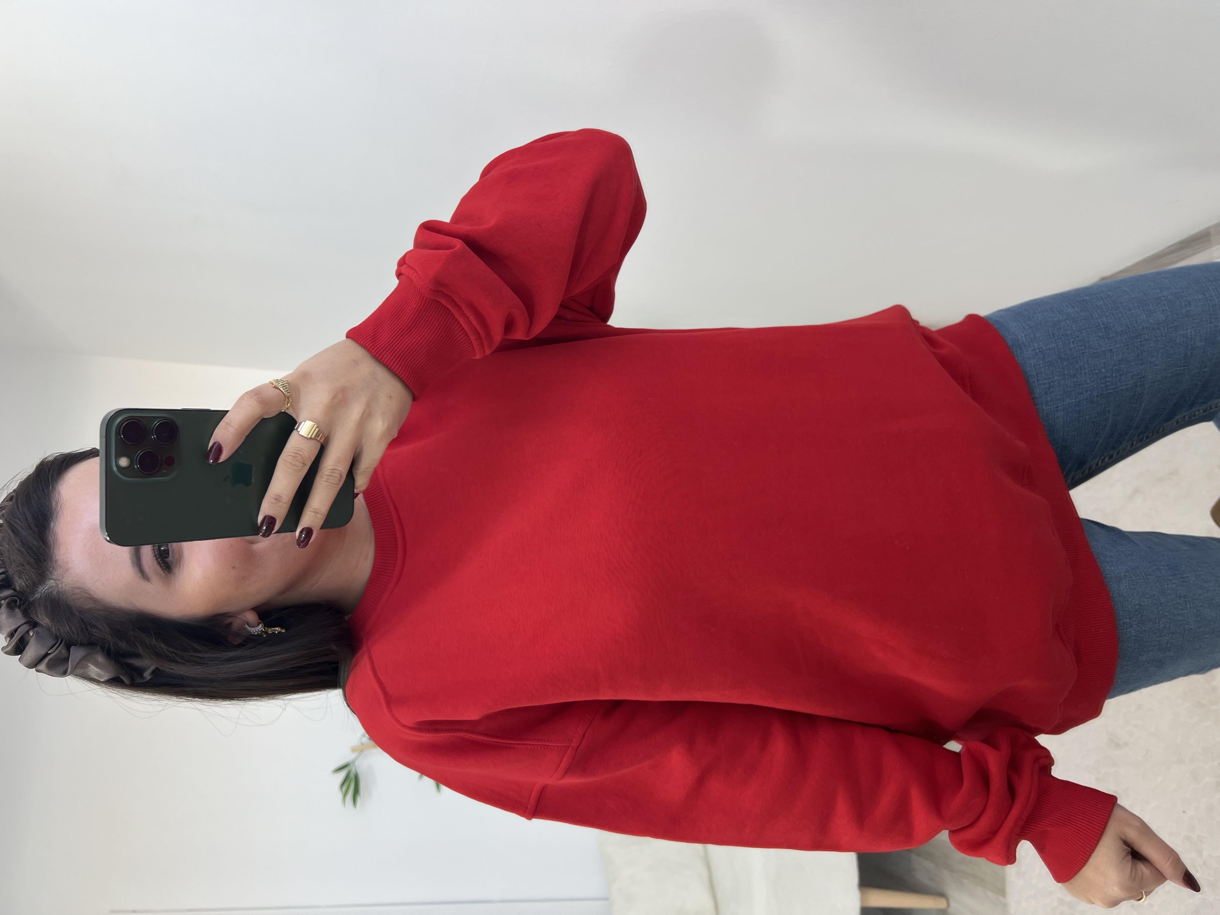 Kırmızı Basic Sweatshirt