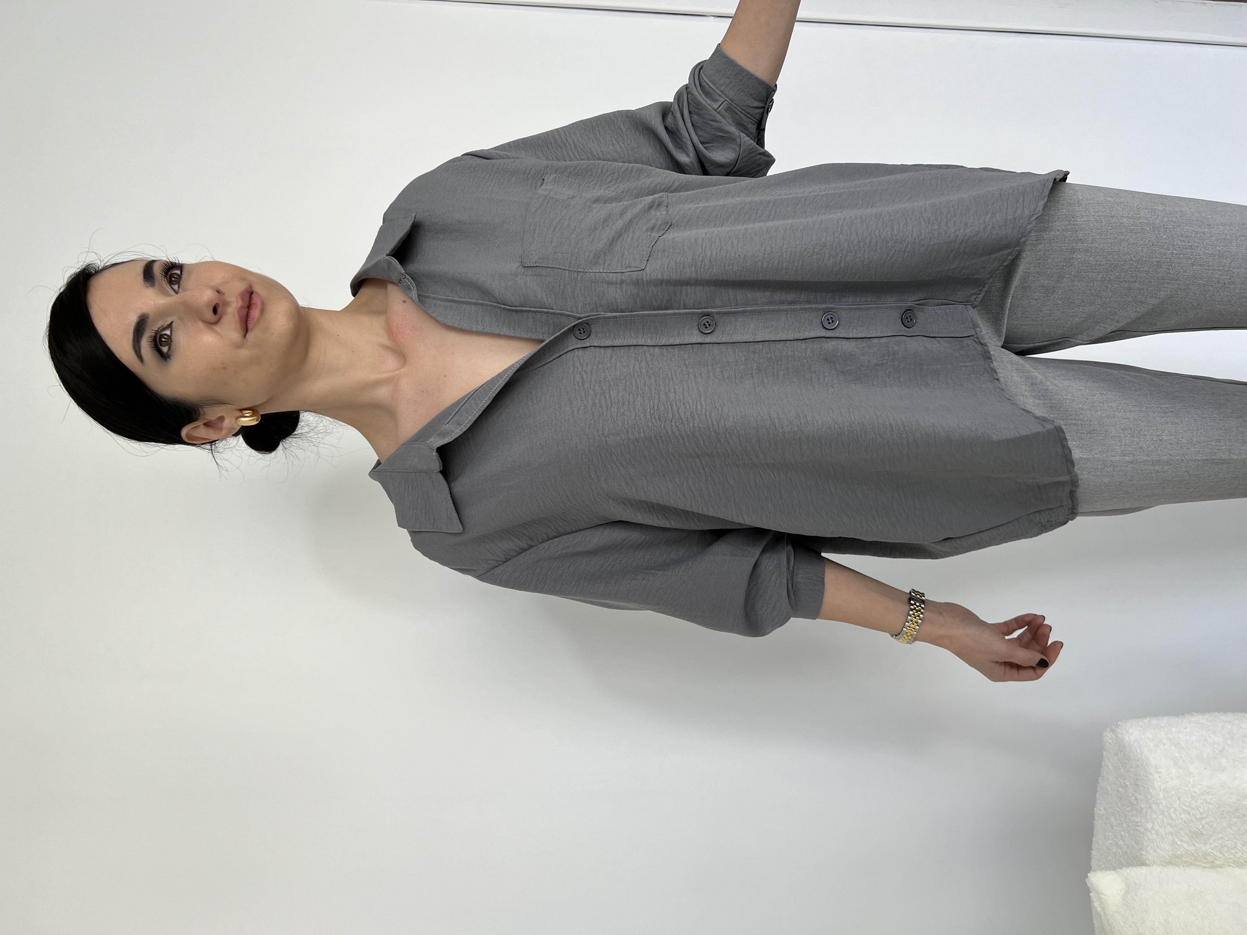 KOYU GRİ OVERSIZE GÖMLEK