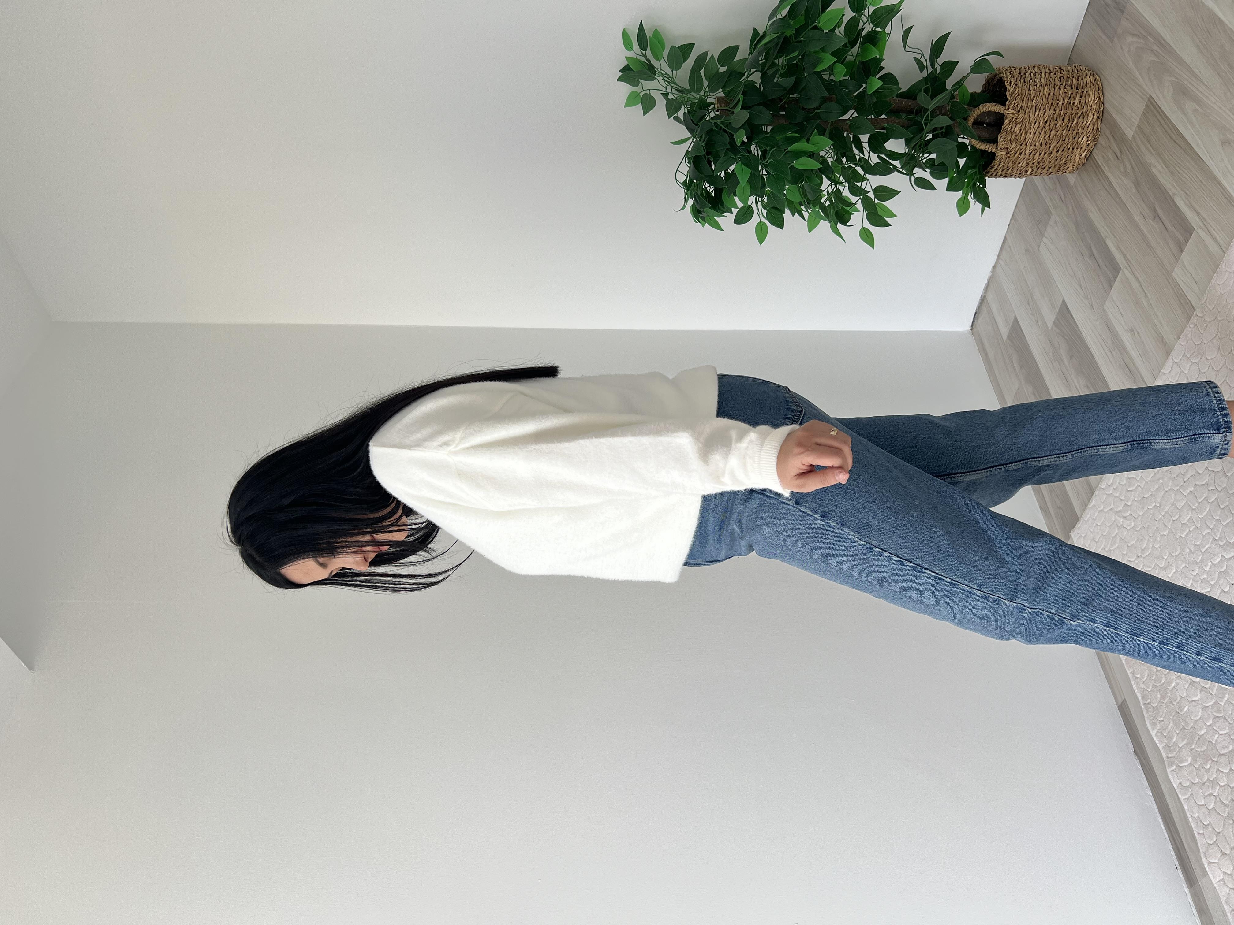 Krem Bisiklet Yaka Kazak 