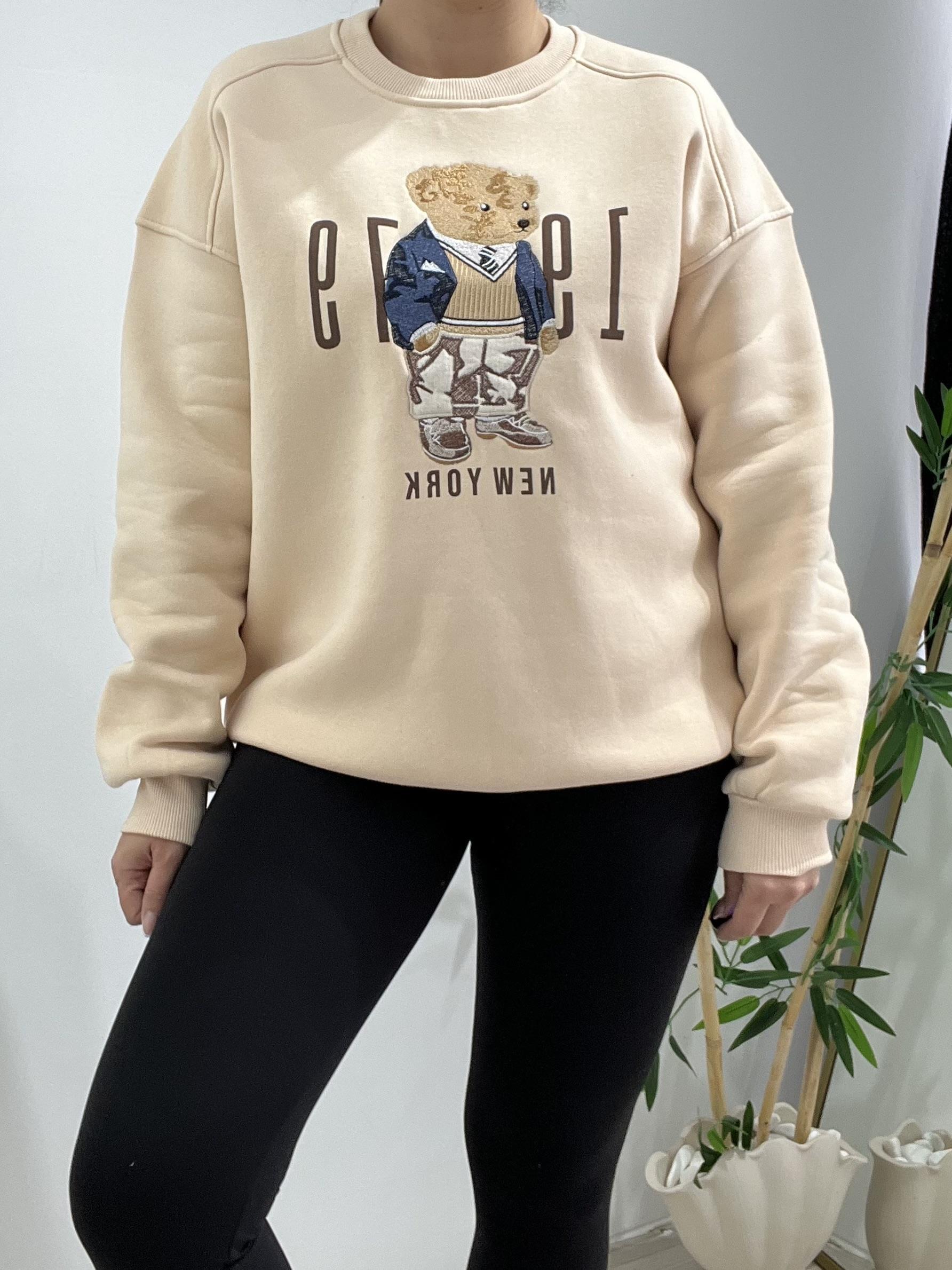 Krem Tedy Baskılı Şardonlu Sweat