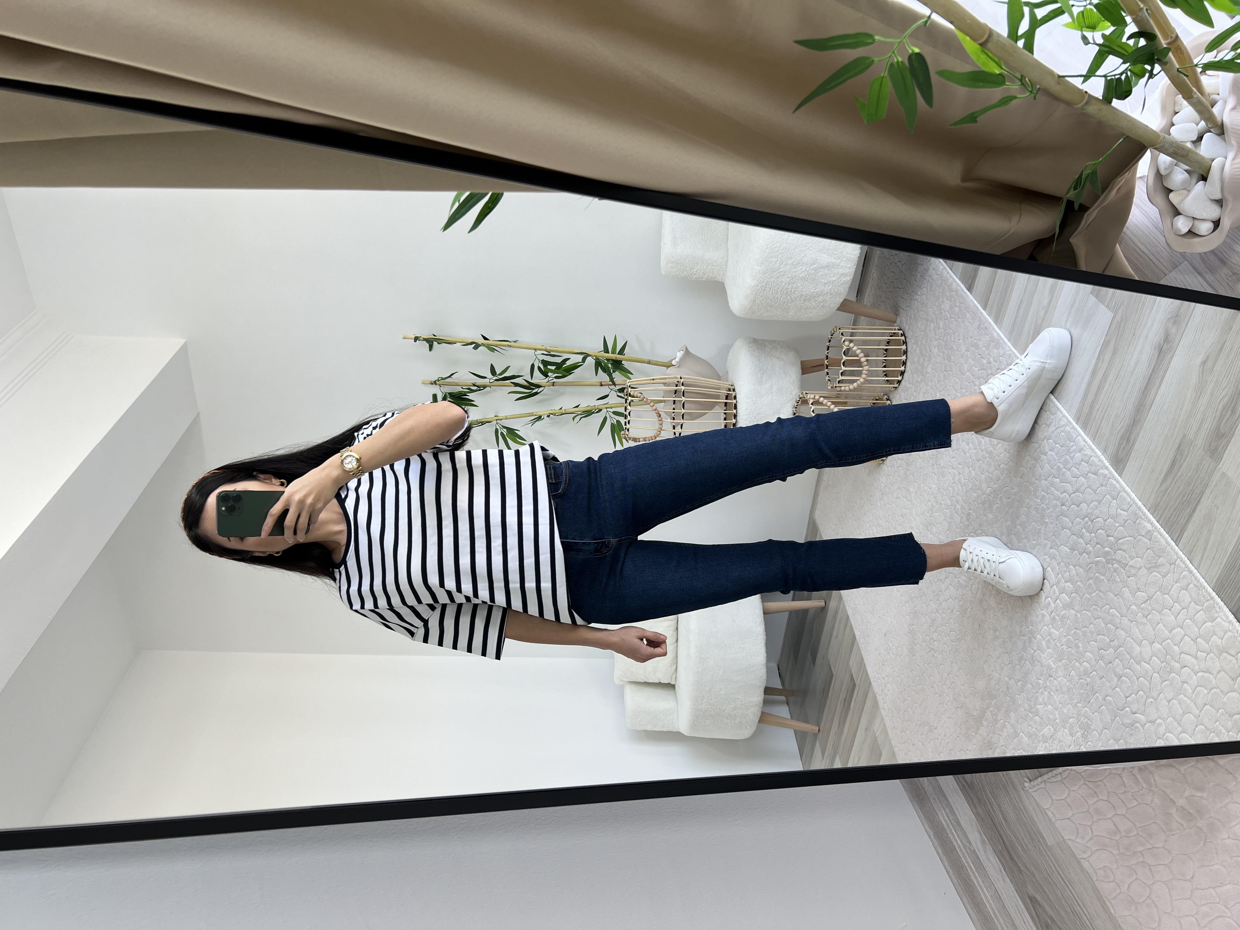 LACİVERT BEYAZ ÇİZGİLİ TİŞÖRT