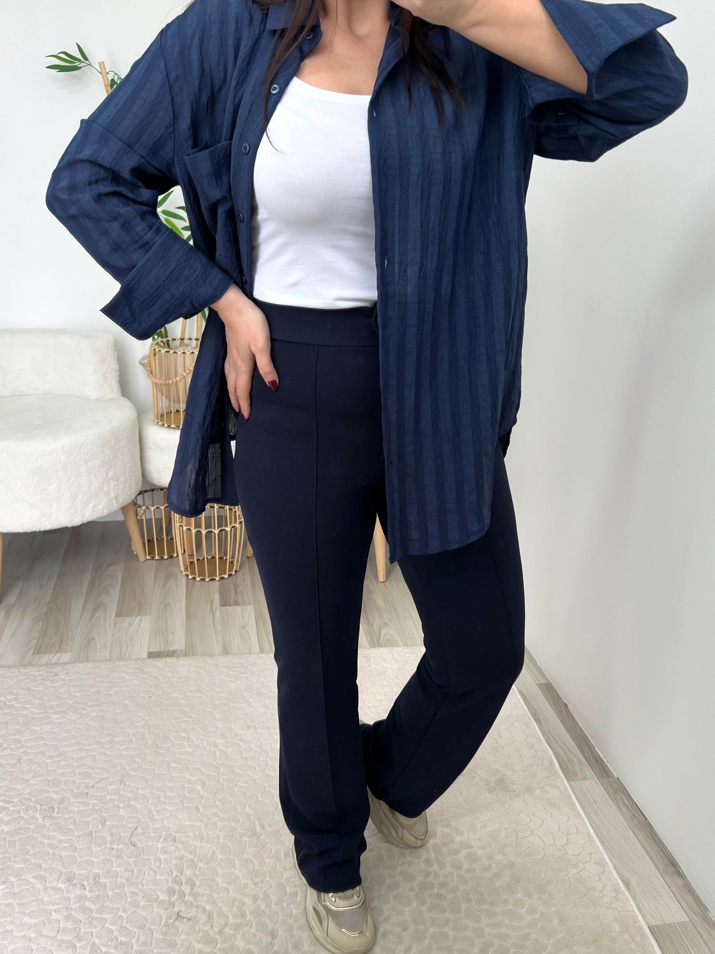 Lacivert Biyeli Vera Palazzo Pantolon