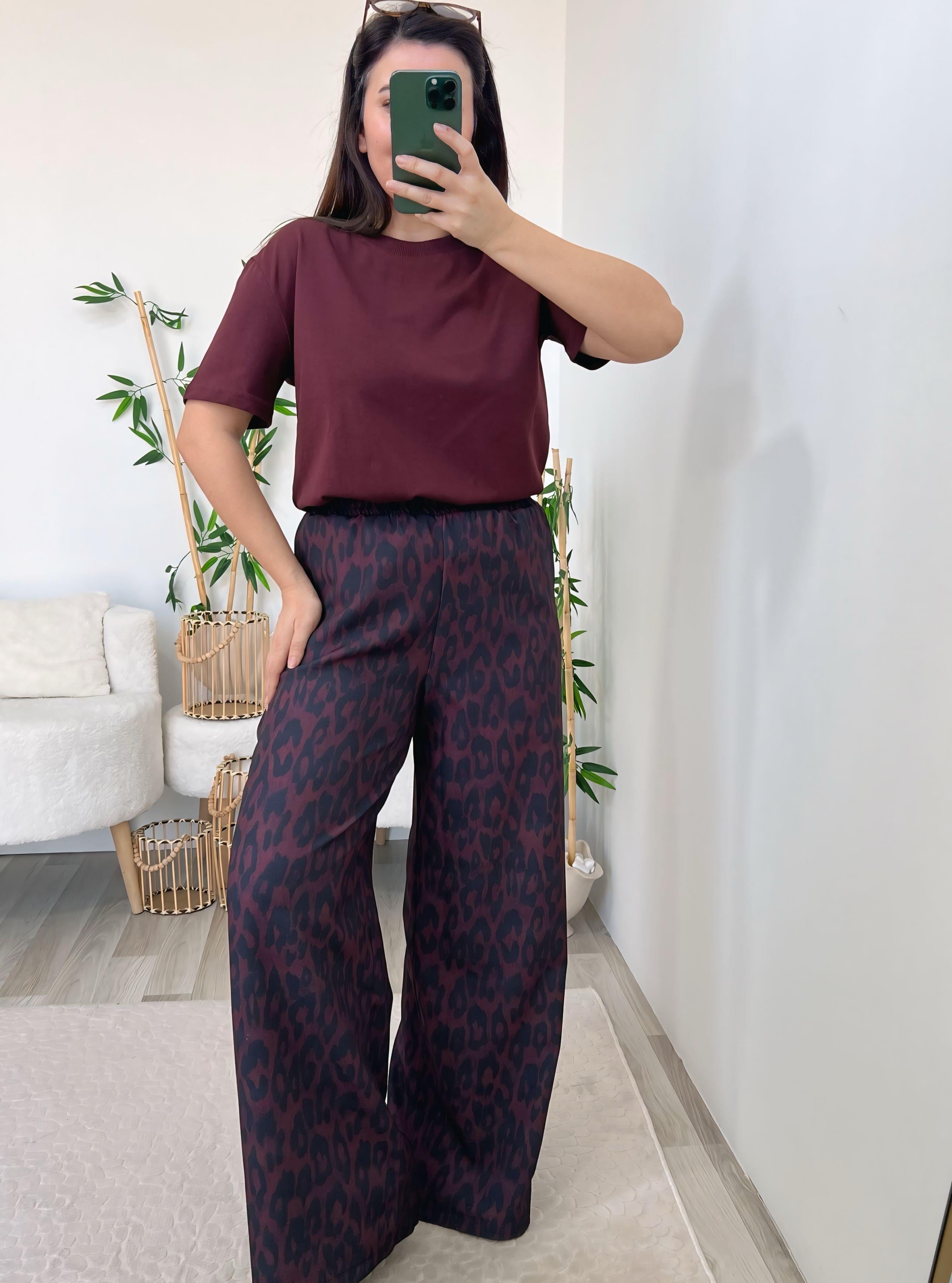 Lacivert Bordo Desenli Pantolon