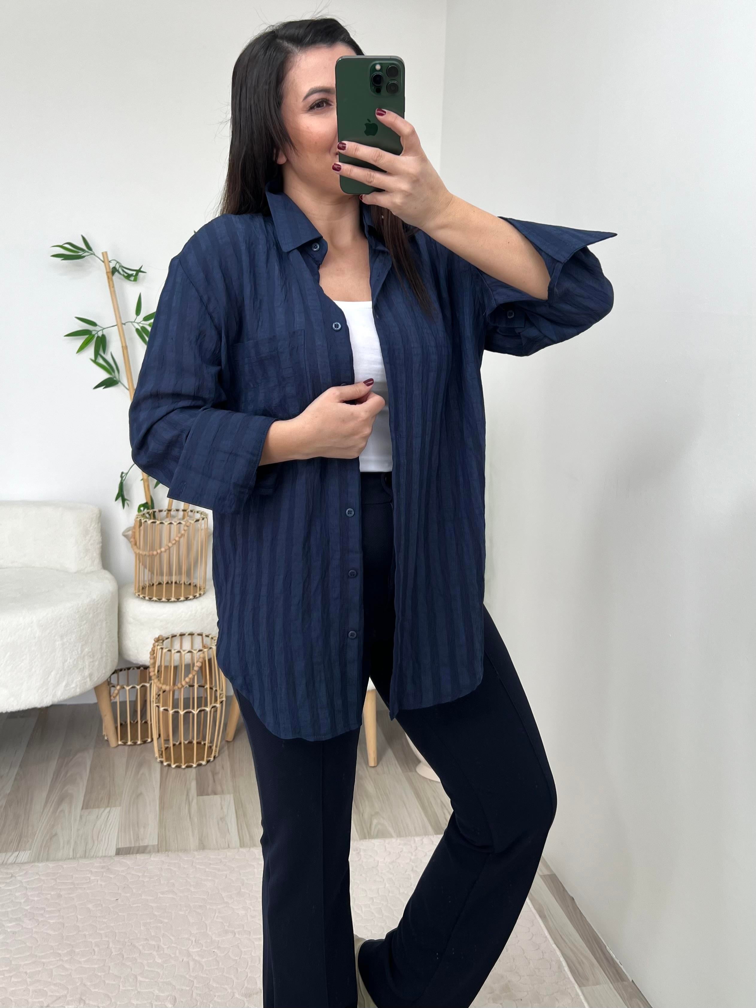 Lacivert Helin Gömlek