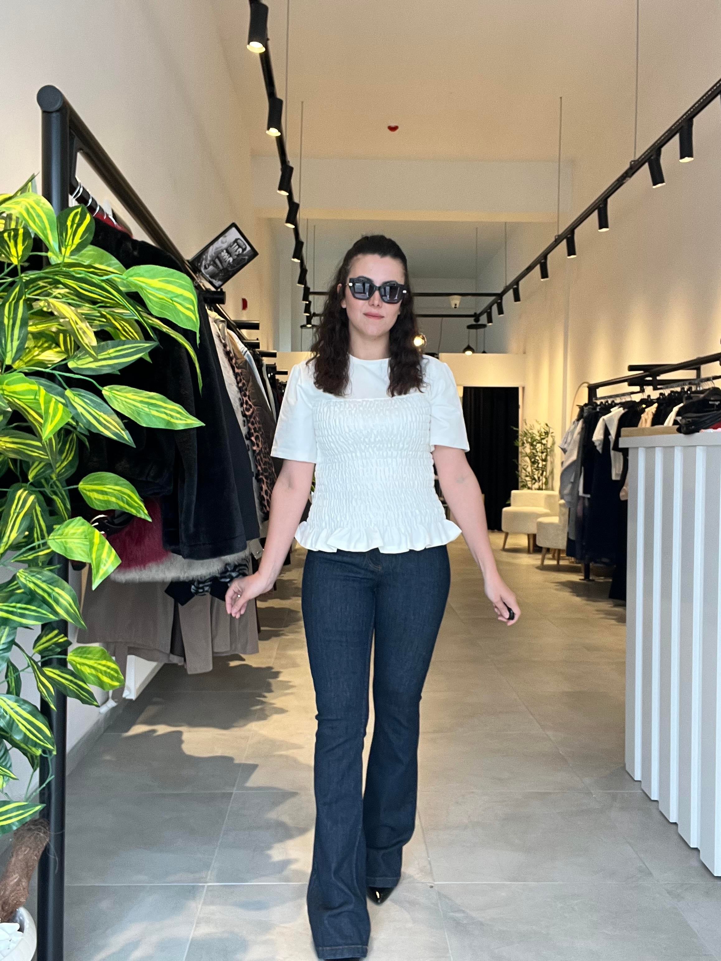 Lacivert İspanyol Paça Likralı Jean Pantolon