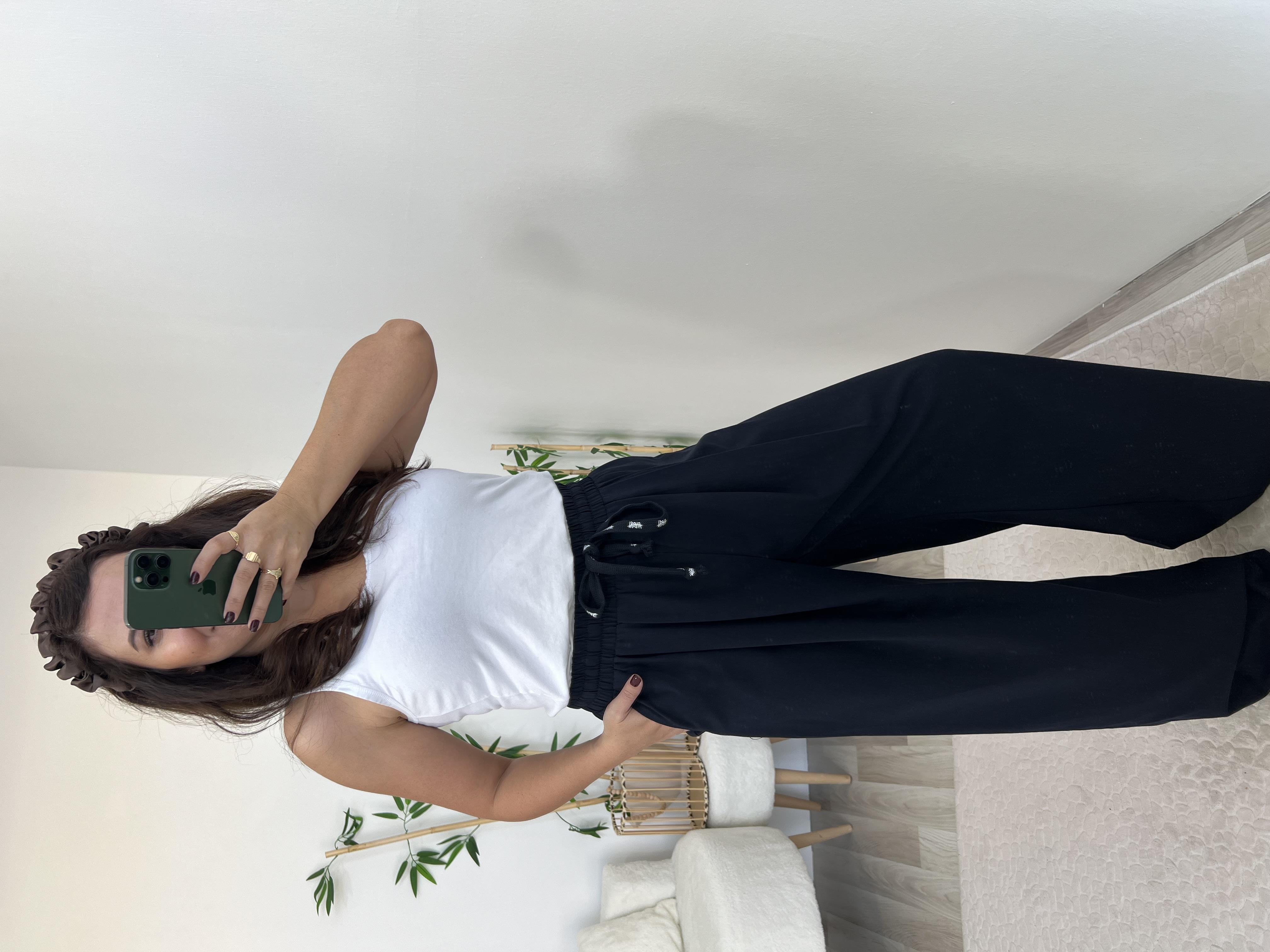 Lacivert Yüksek Bel Palazzo Pantolon