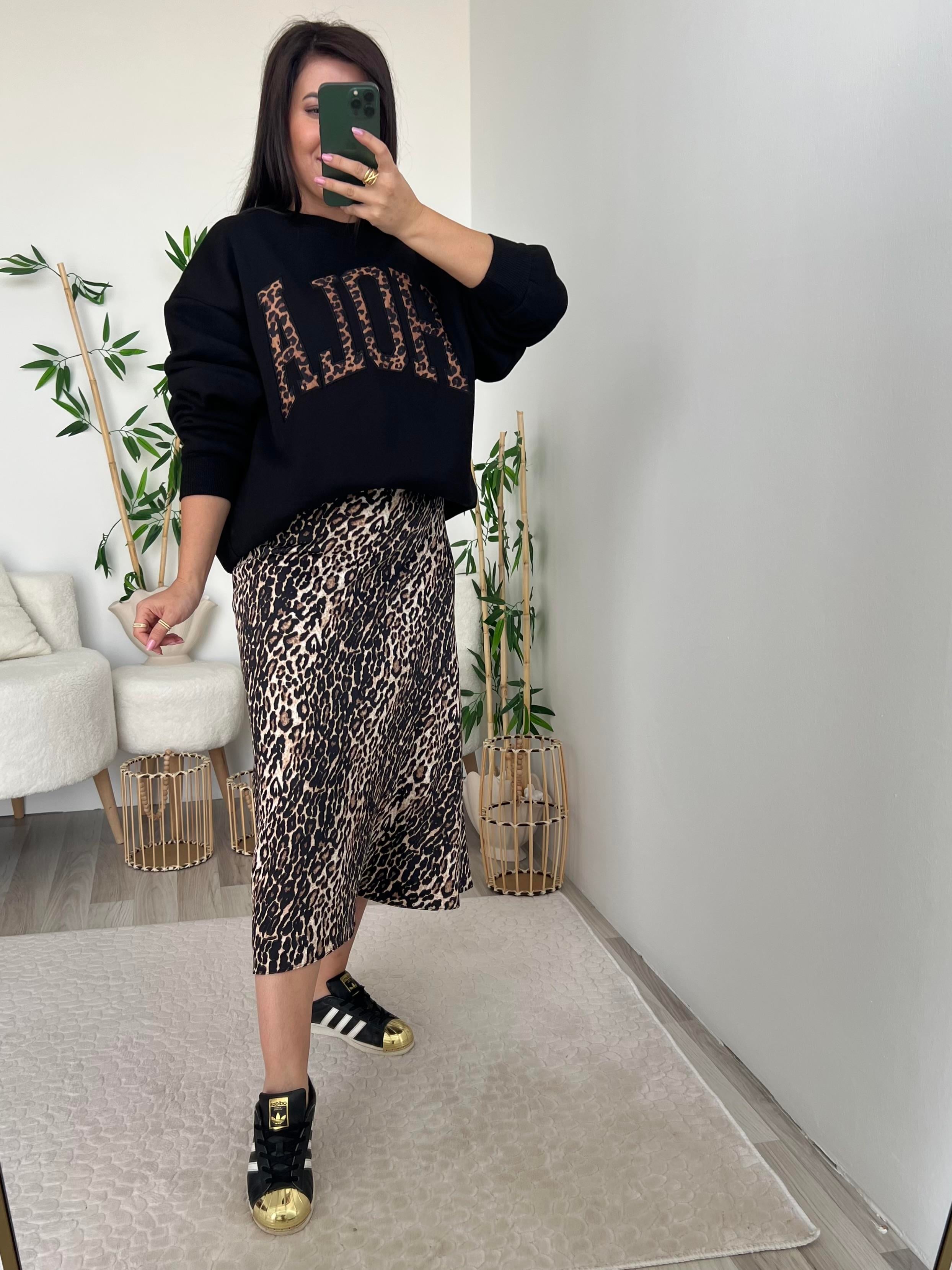 Leoapar Desenli Yazı Baskılı Oversize Sweat