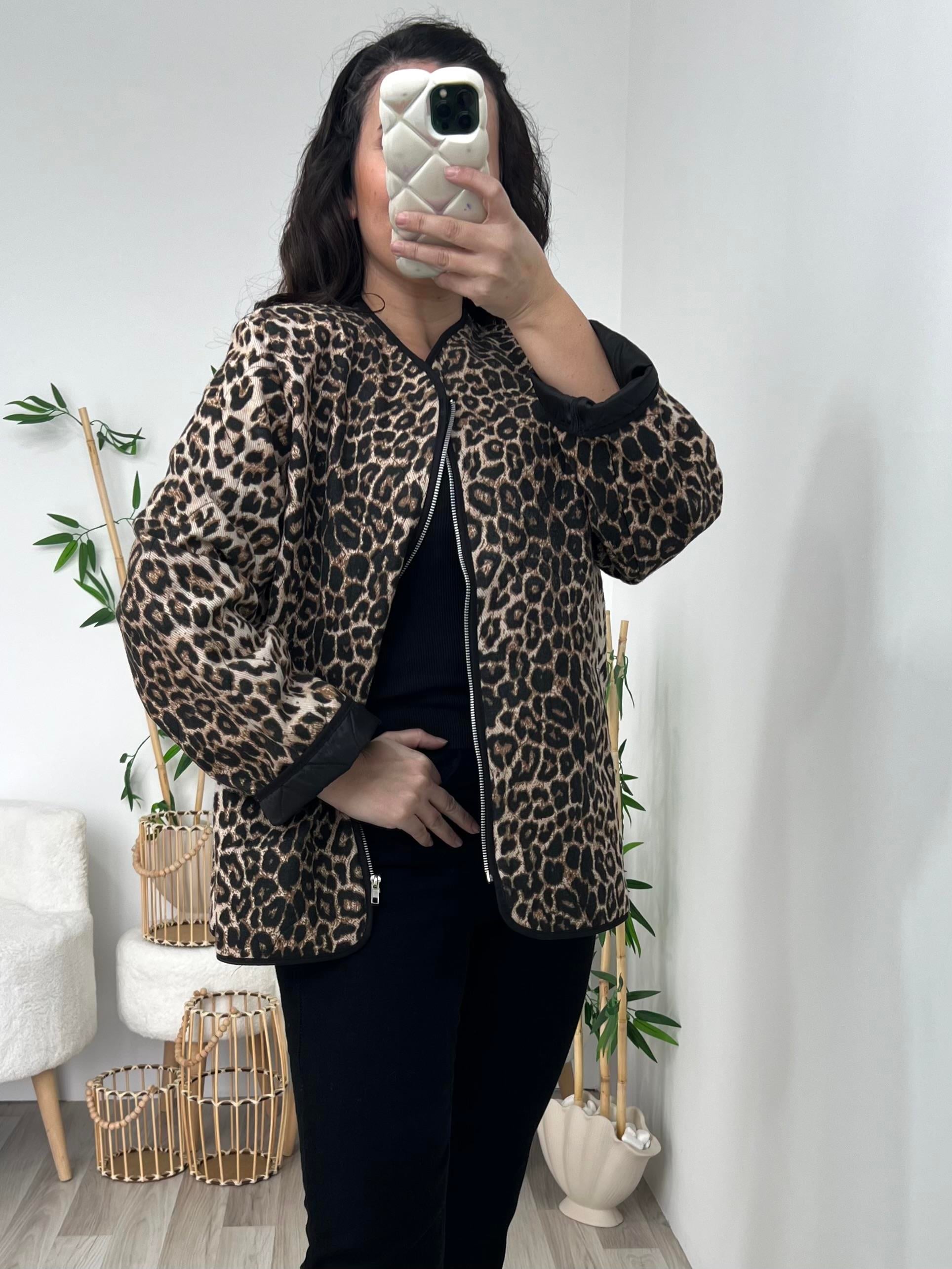 Leopar Desenli Geniş Kesim Ceket Mont 