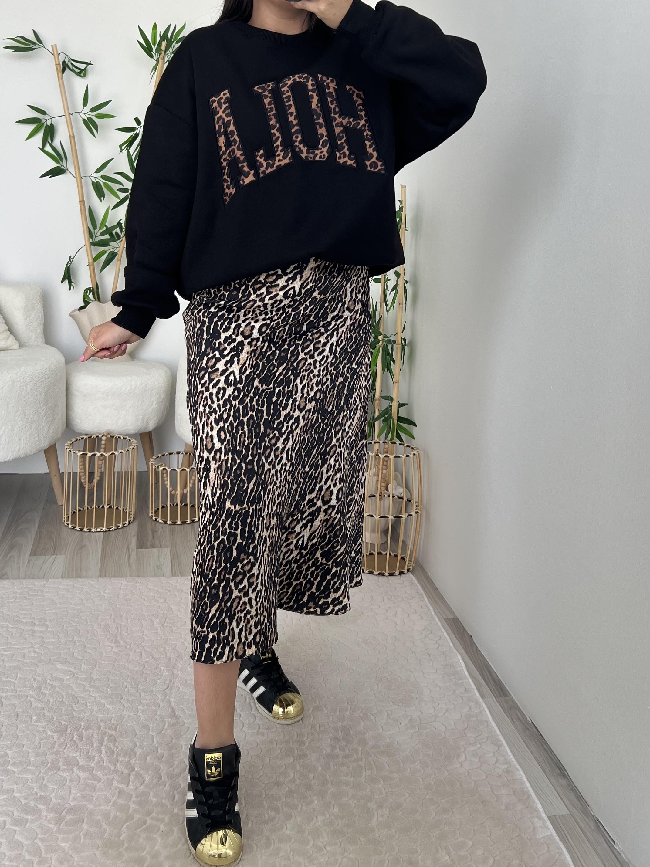 LEOPAR DESENLİ SATEN ETEK 