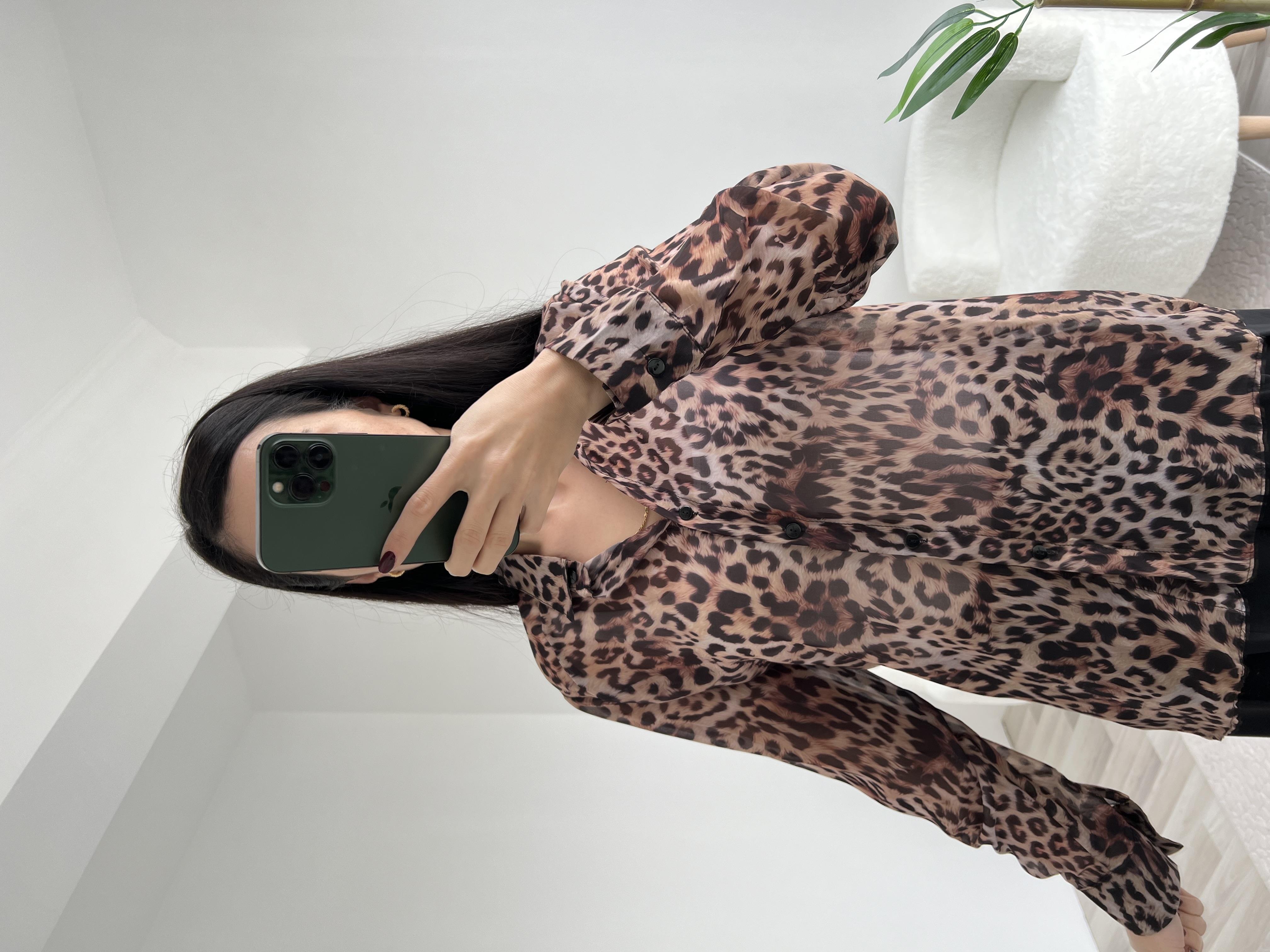 LEOPAR DESENLİ ŞİFON GÖMLEK