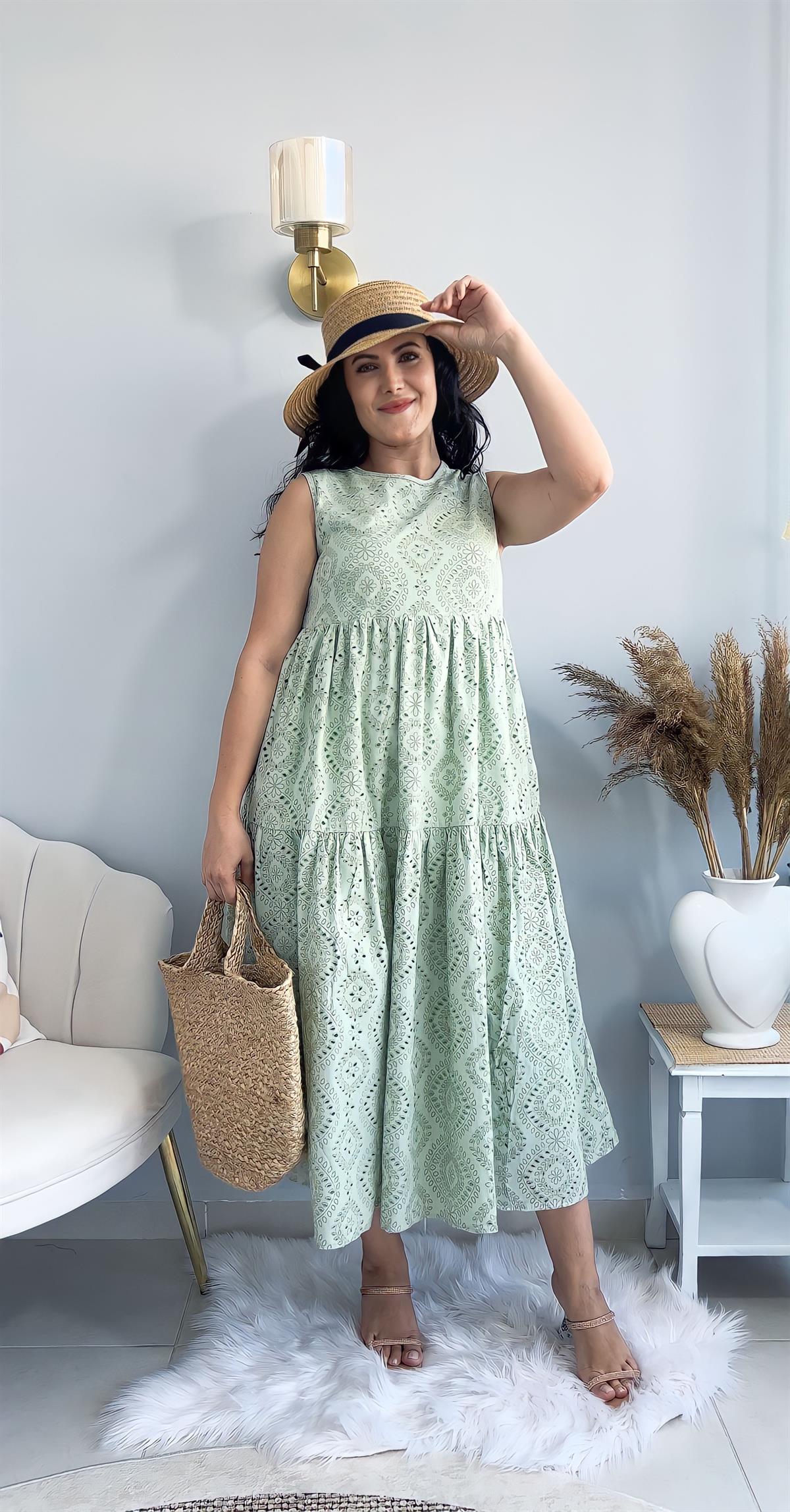 MİNT YEŞİLİ UZUN FORE ELBİSE 