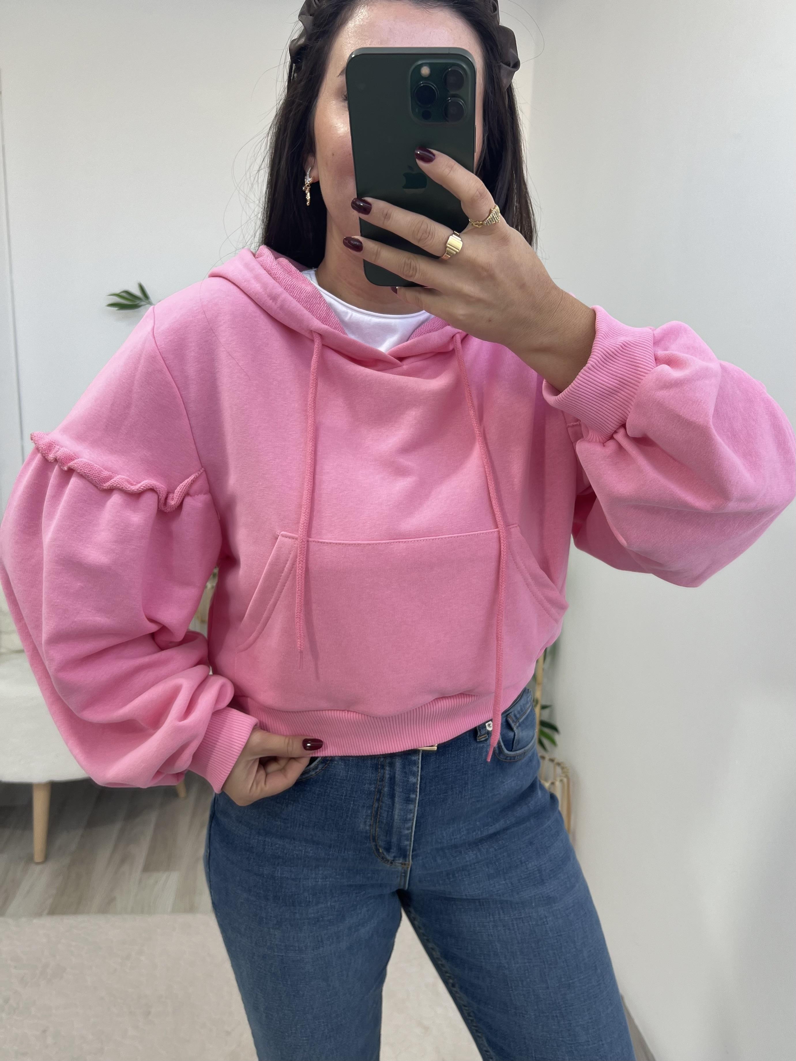 Pembe Short Balon Kol Sweatshirt