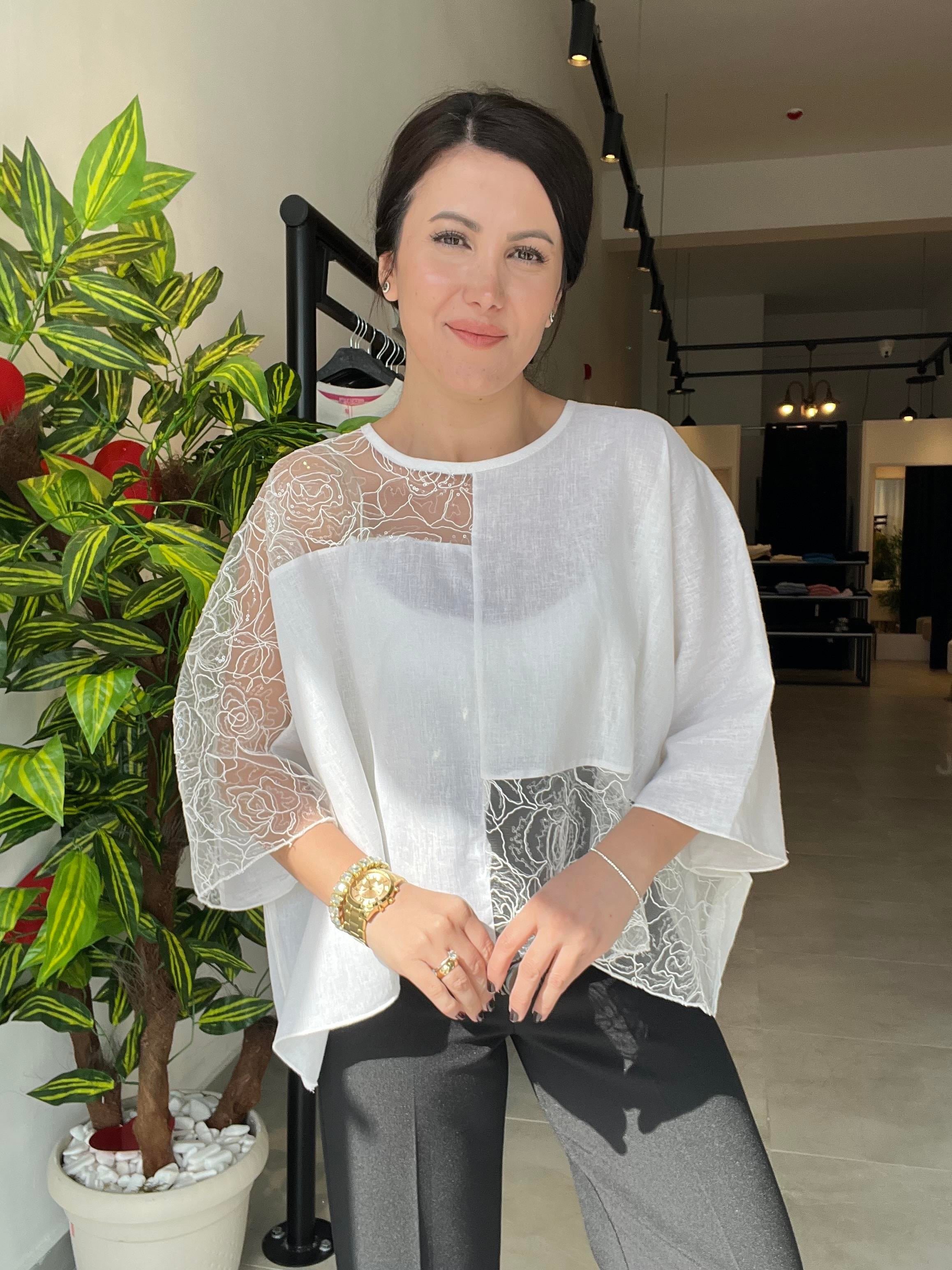 Premium Keten Tasarım Bluz