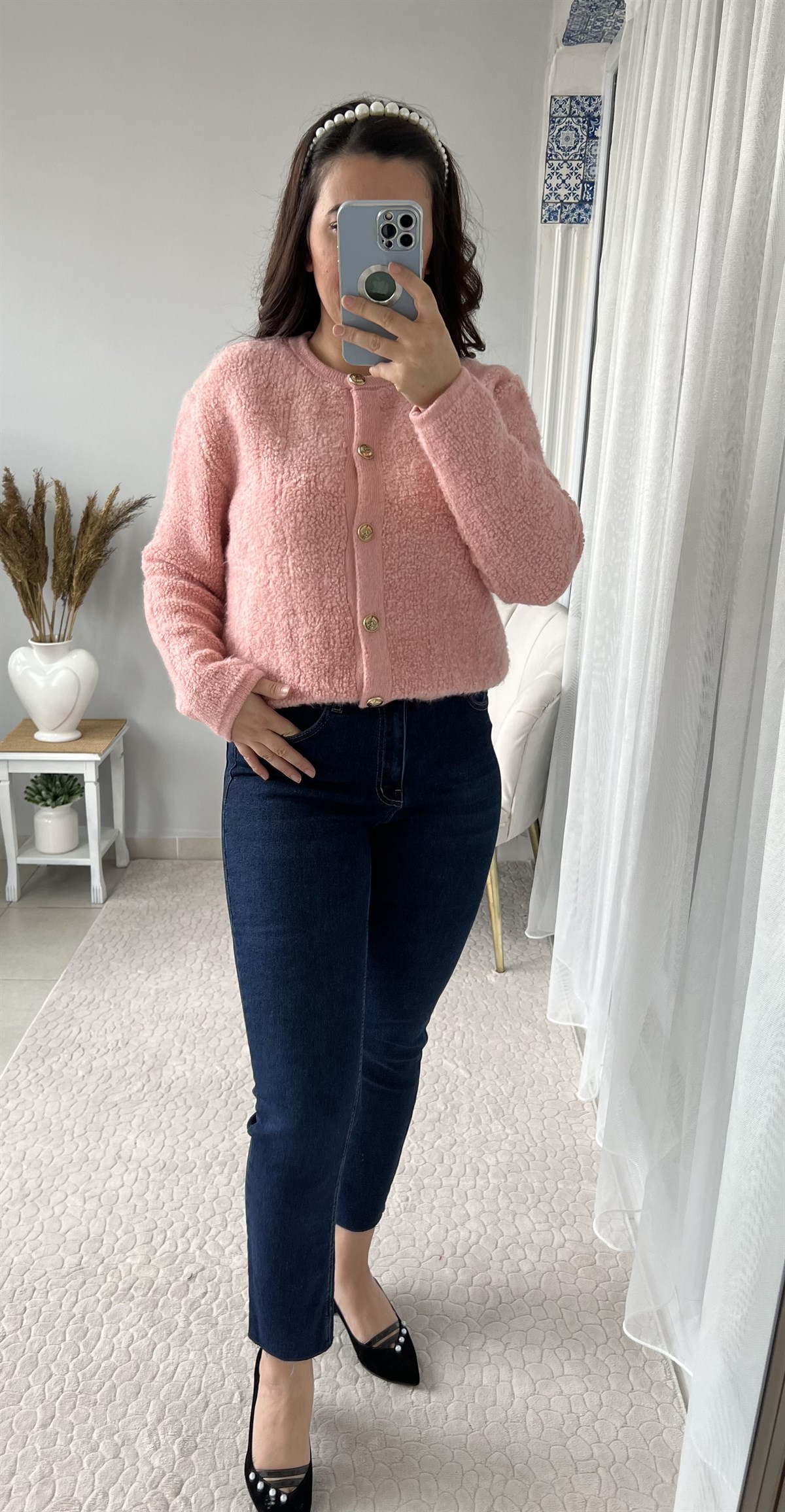 PUDRA METAL GOLD DÜĞME DETAYLI TEDDY HIRKA