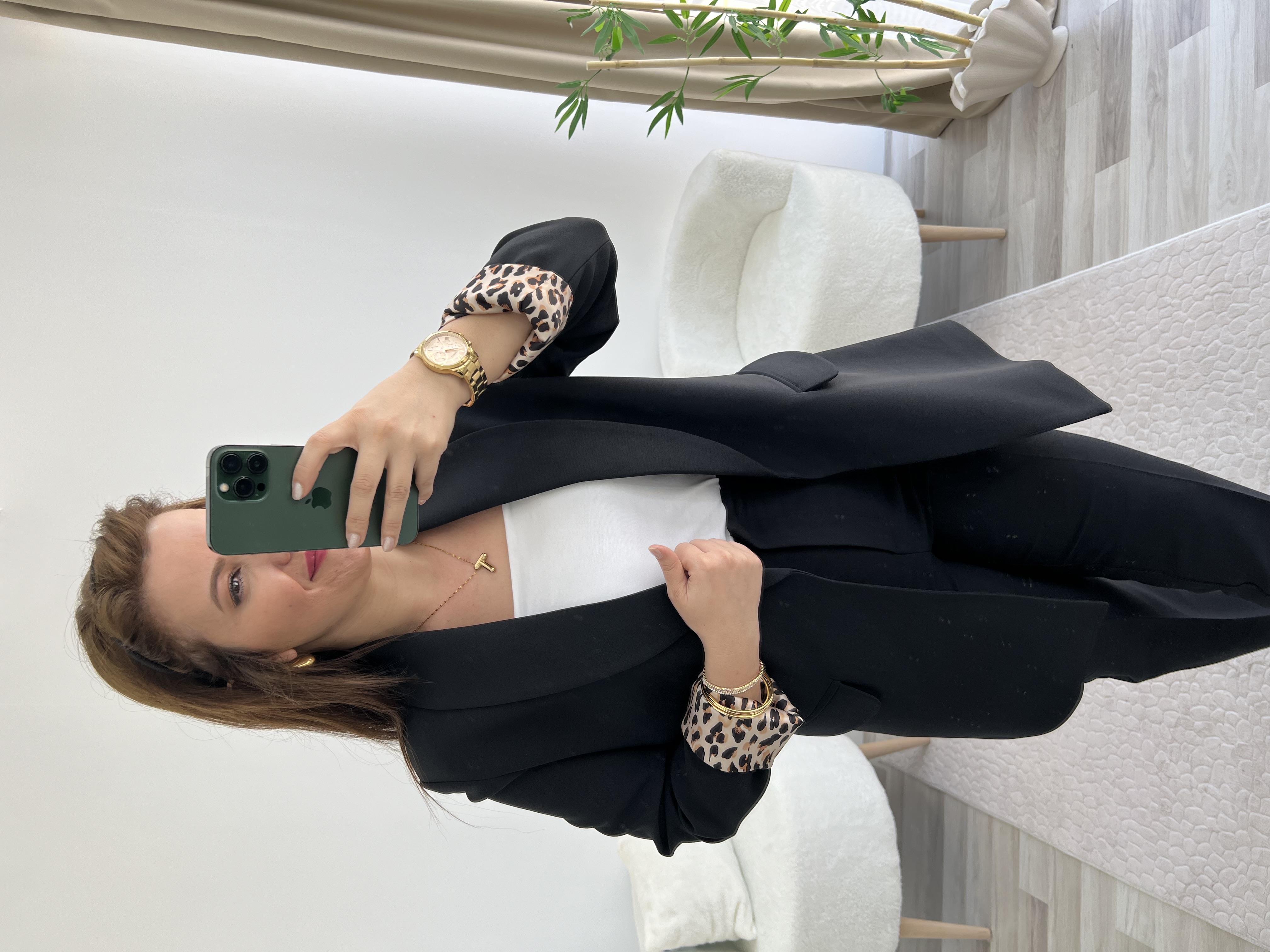 Şal Yaka Astar Detaylı Uzun Blazer Ceket 