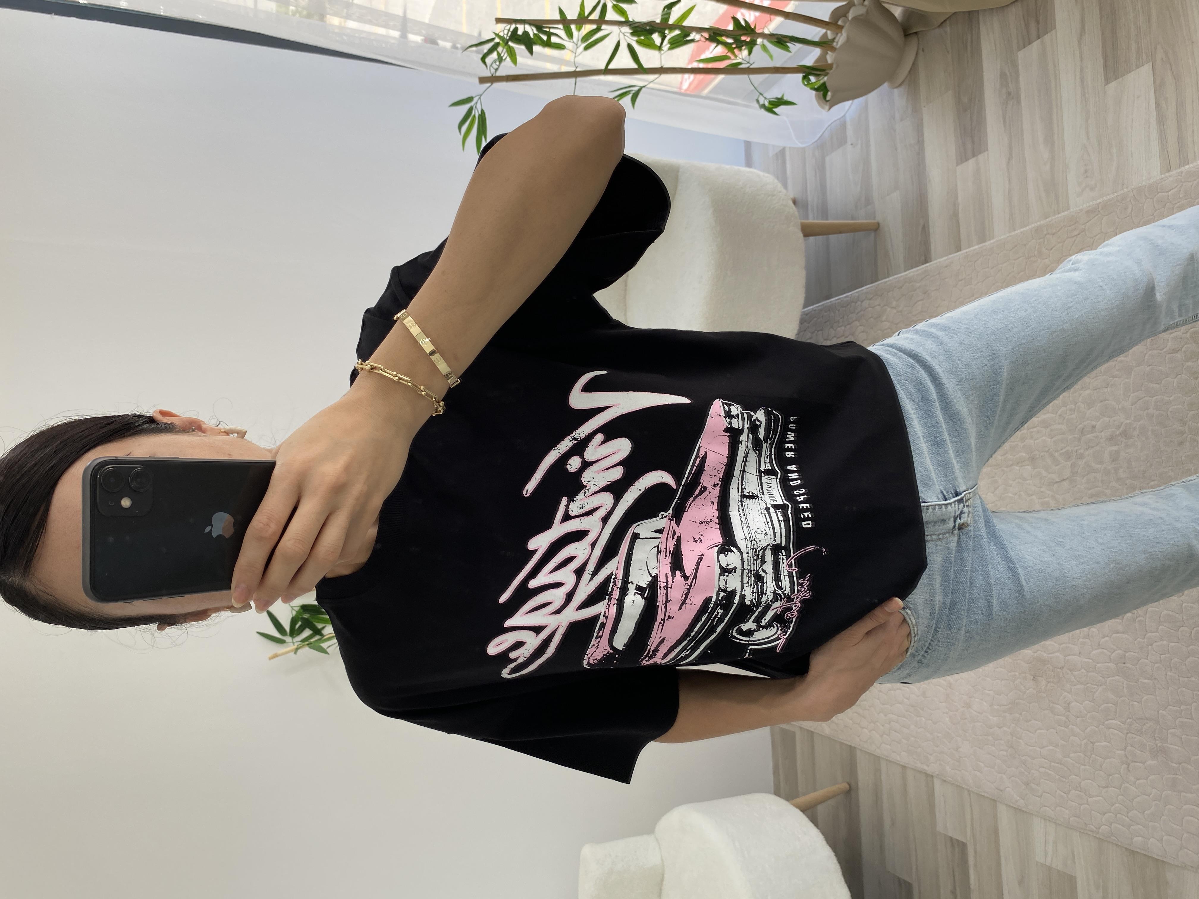 SİYAH BASKILI TİŞÖRT