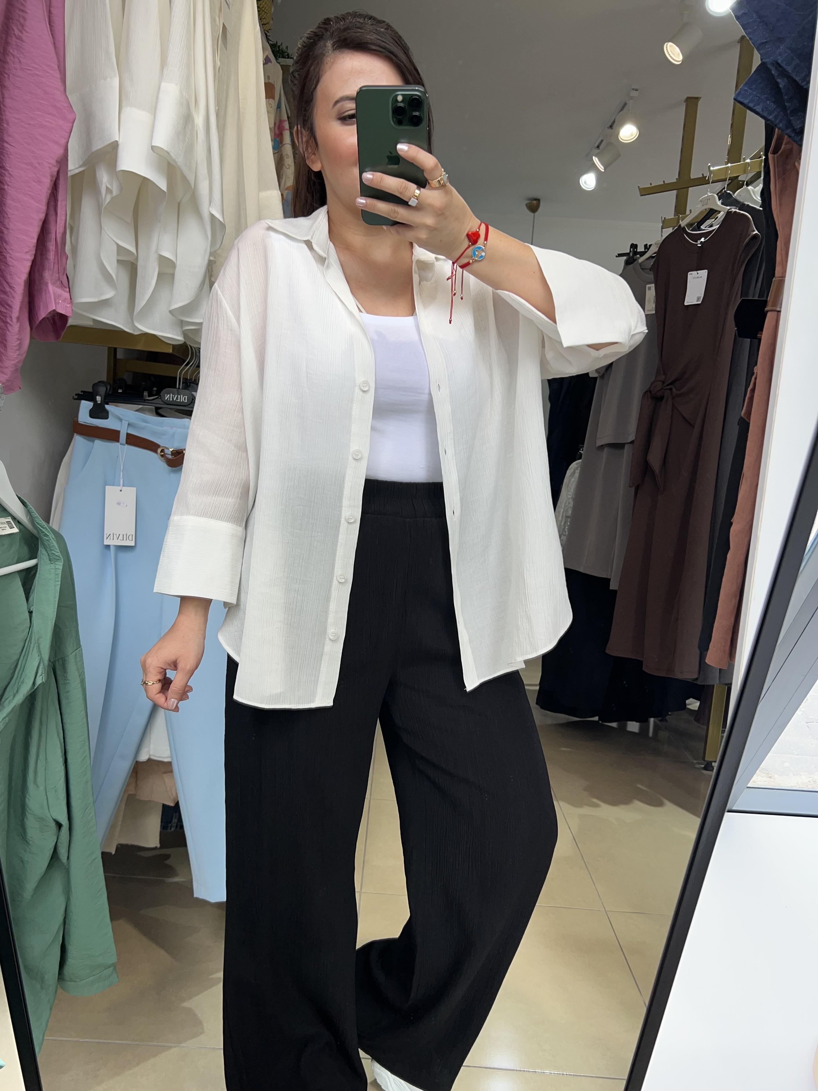 Siyah Beli Lastikli Bol Pantolon