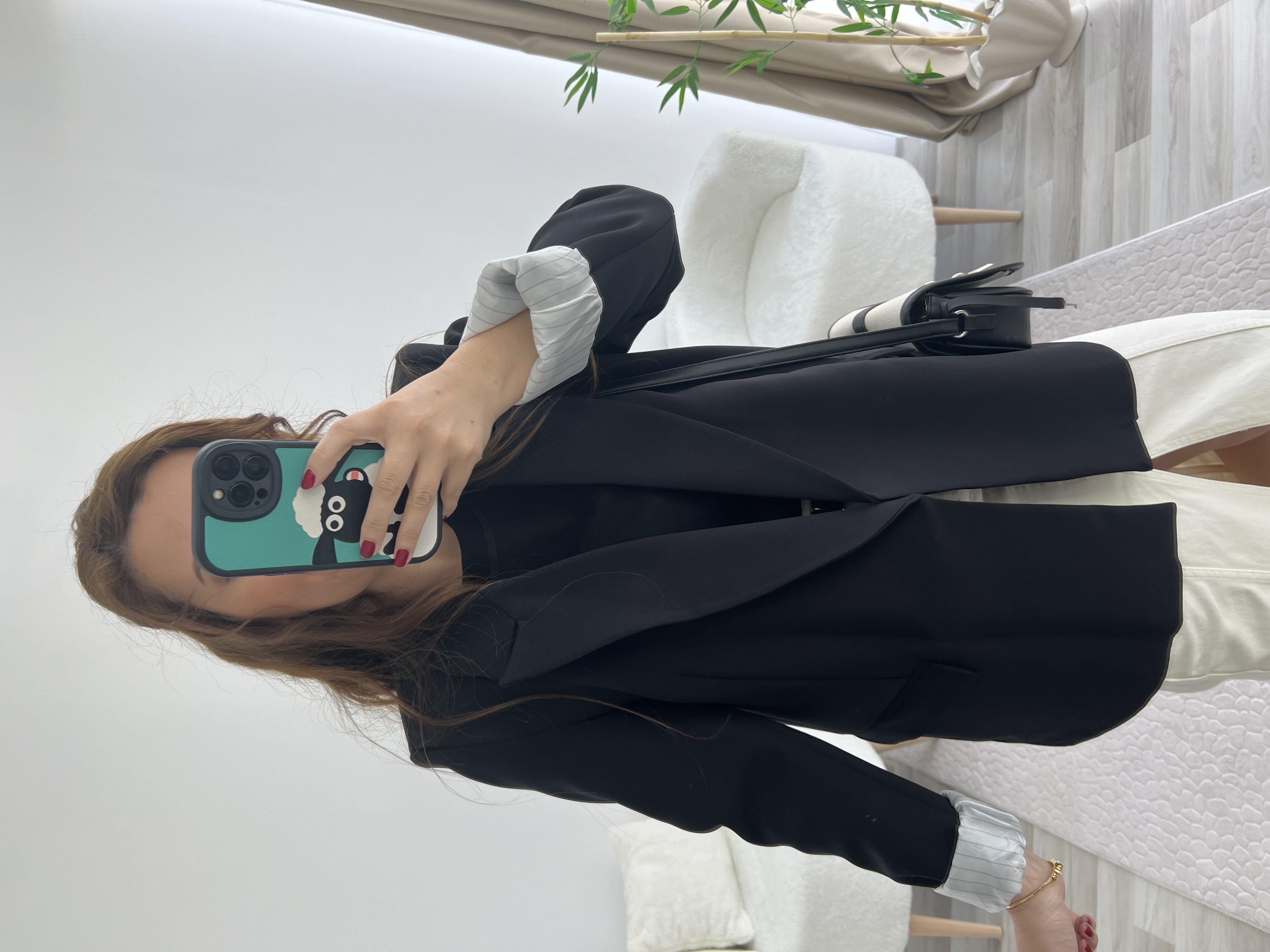 SİYAH ÇİZGİLİ ASTAR DETAYLI BLAZER CEKET